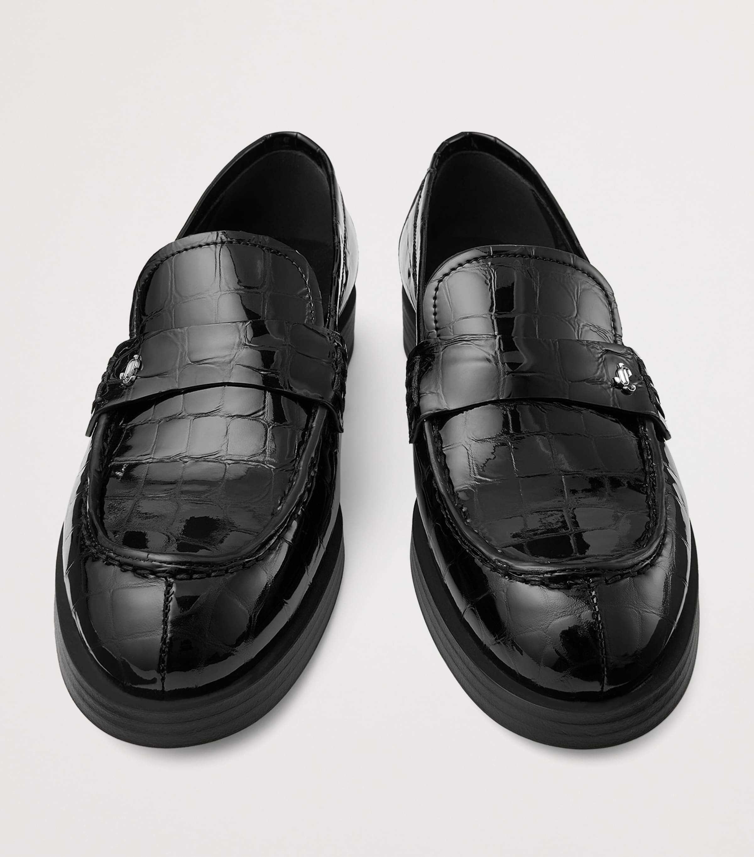 Ivy Croc-Embossed Leather Loafers BLACK Image 4