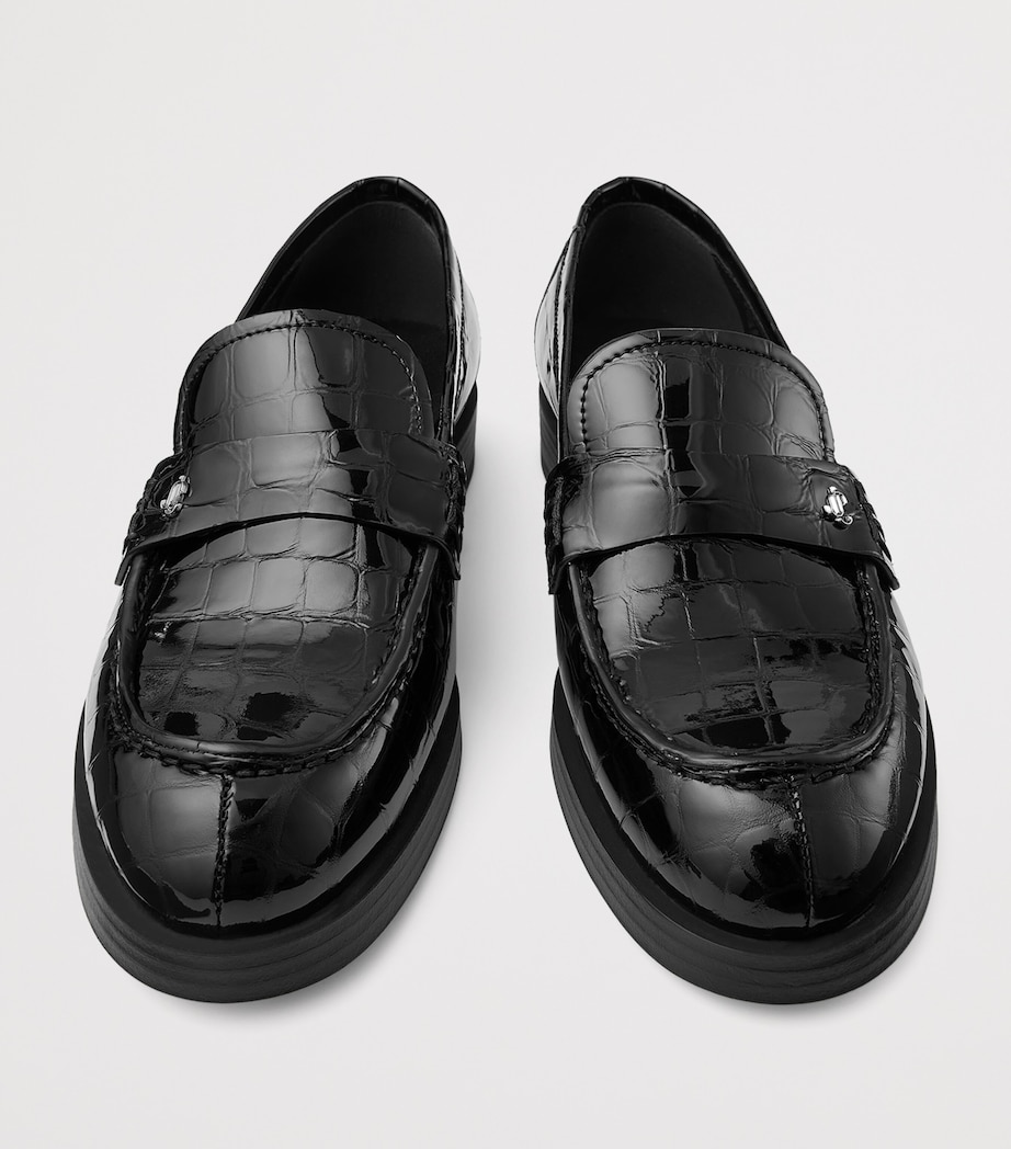 Ivy Croc-Embossed Leather Loafers BLACK Image 3