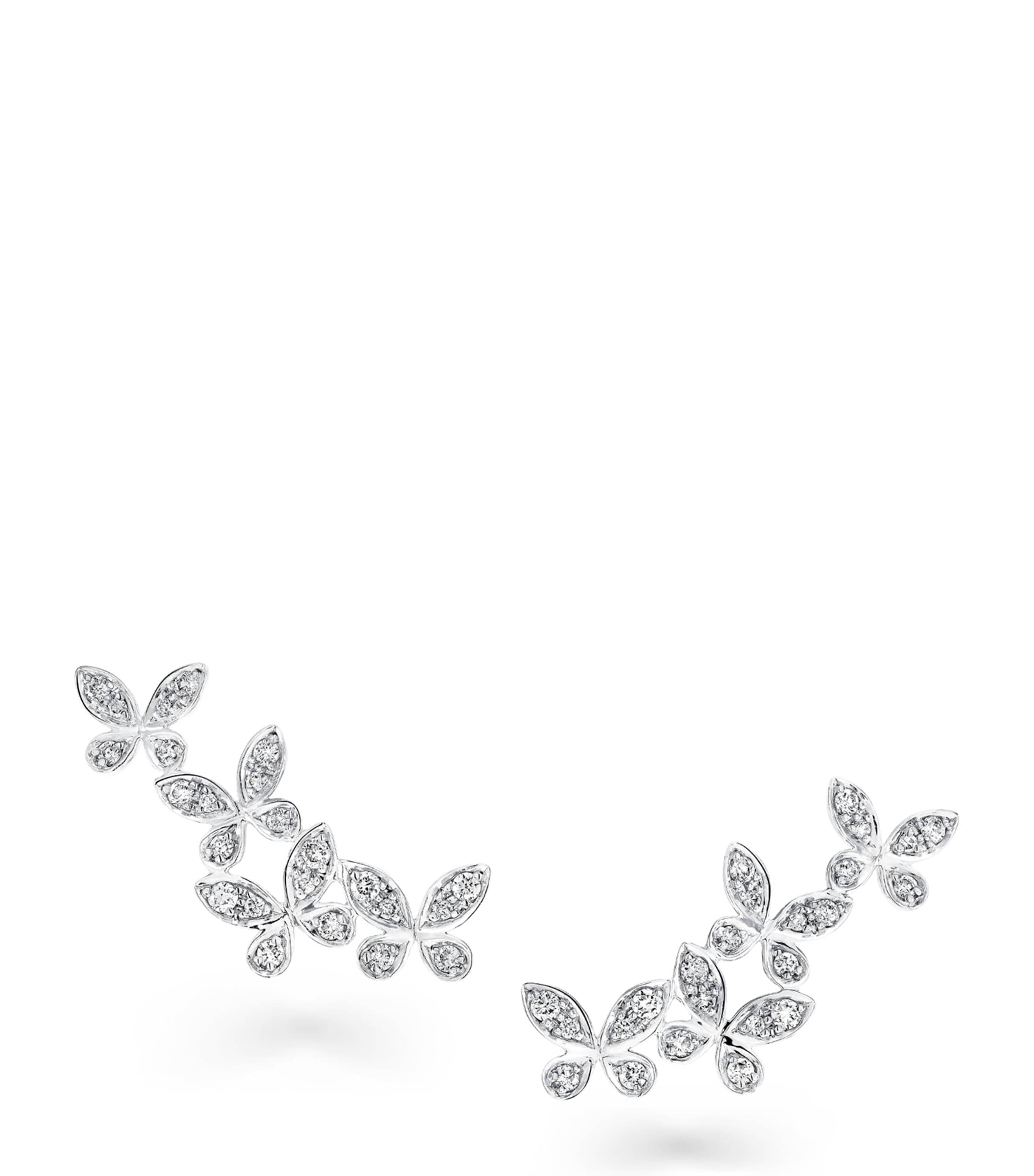 Small White Gold and Diamond Butterfly Earrings WHITE GOLD Image 1