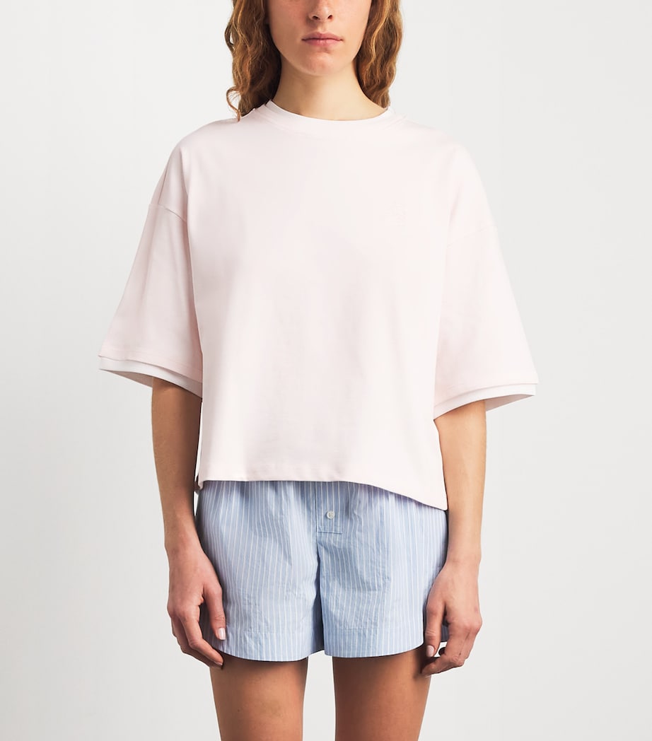 Sandro Paris Womens Cotton Layered T-Shirt Light Pink Image 4