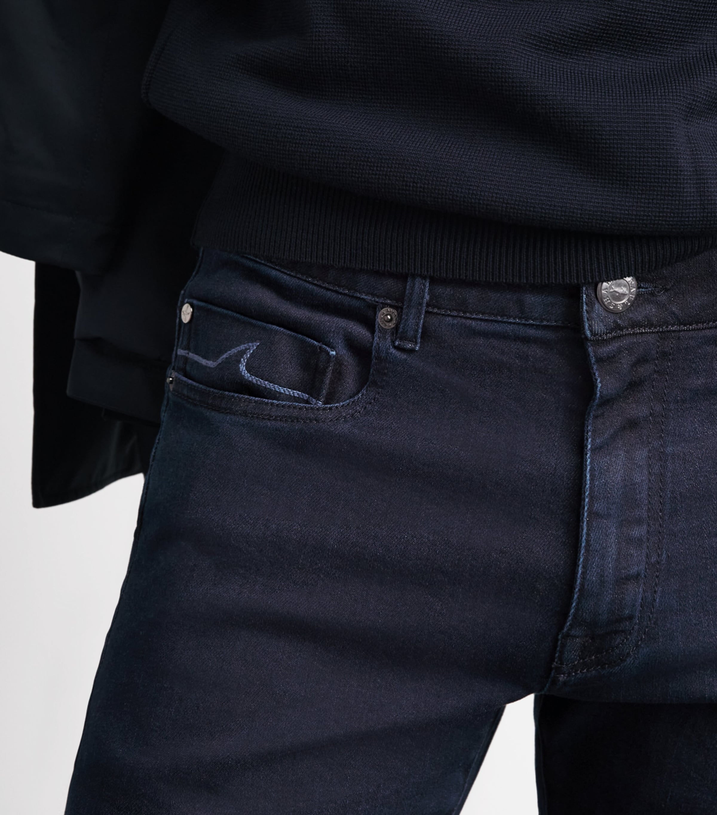 Paul & Shark Mens Overdyed Straight Jeans Blu Scuro Jeans Image 3