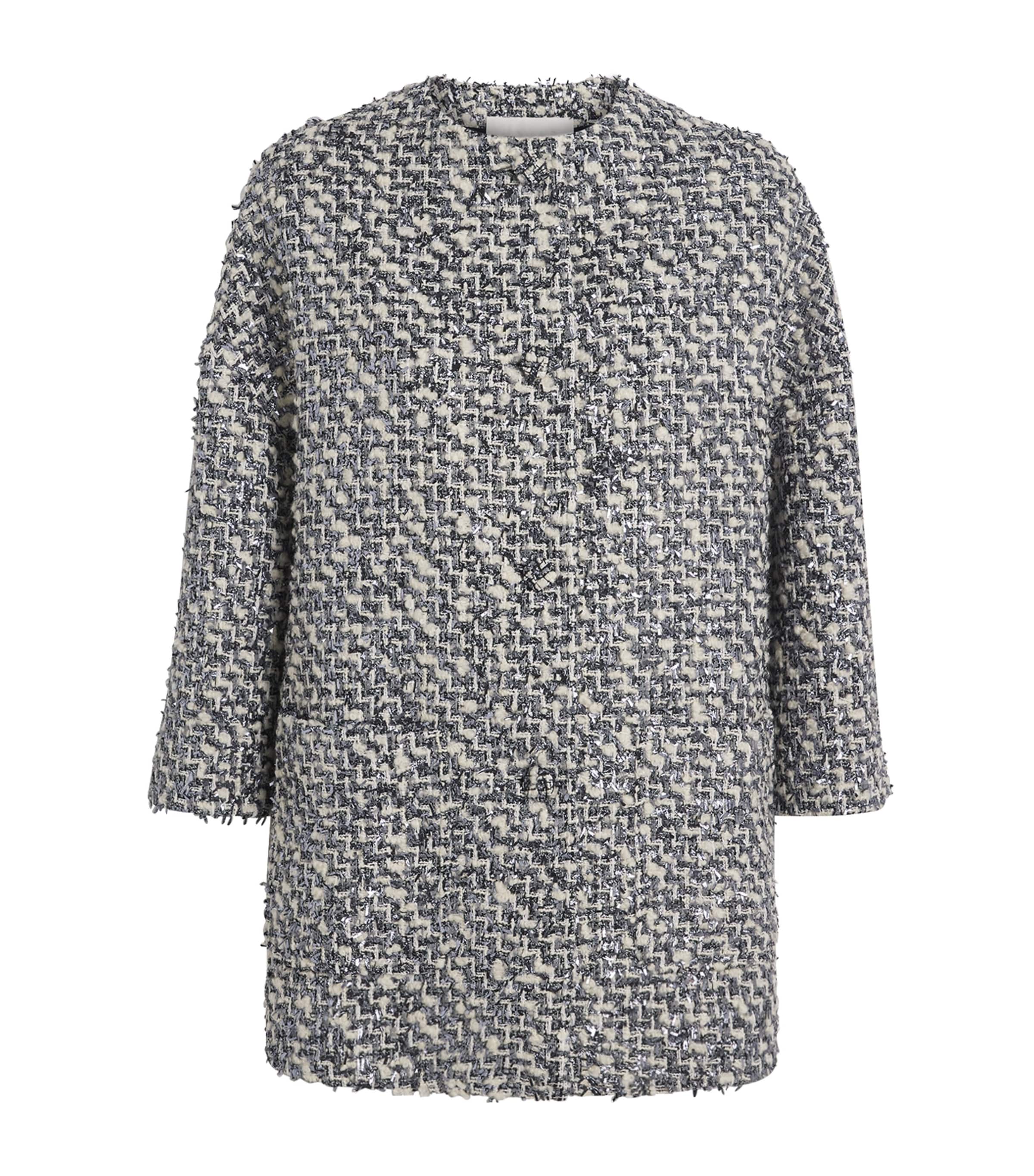 NOMADISSEM Womens Tweed Cropped-Sleeve Jacket Melange Image 1