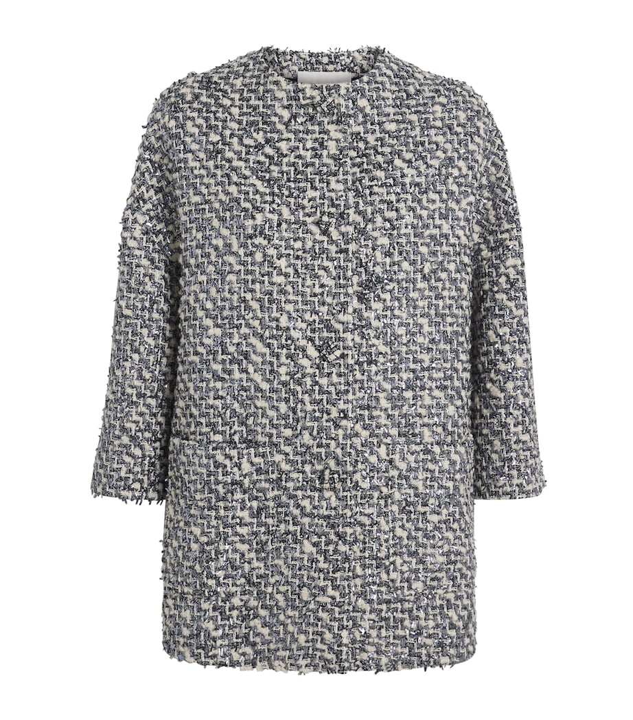 NOMADISSEM Womens Tweed Cropped-Sleeve Jacket Melange Image 1