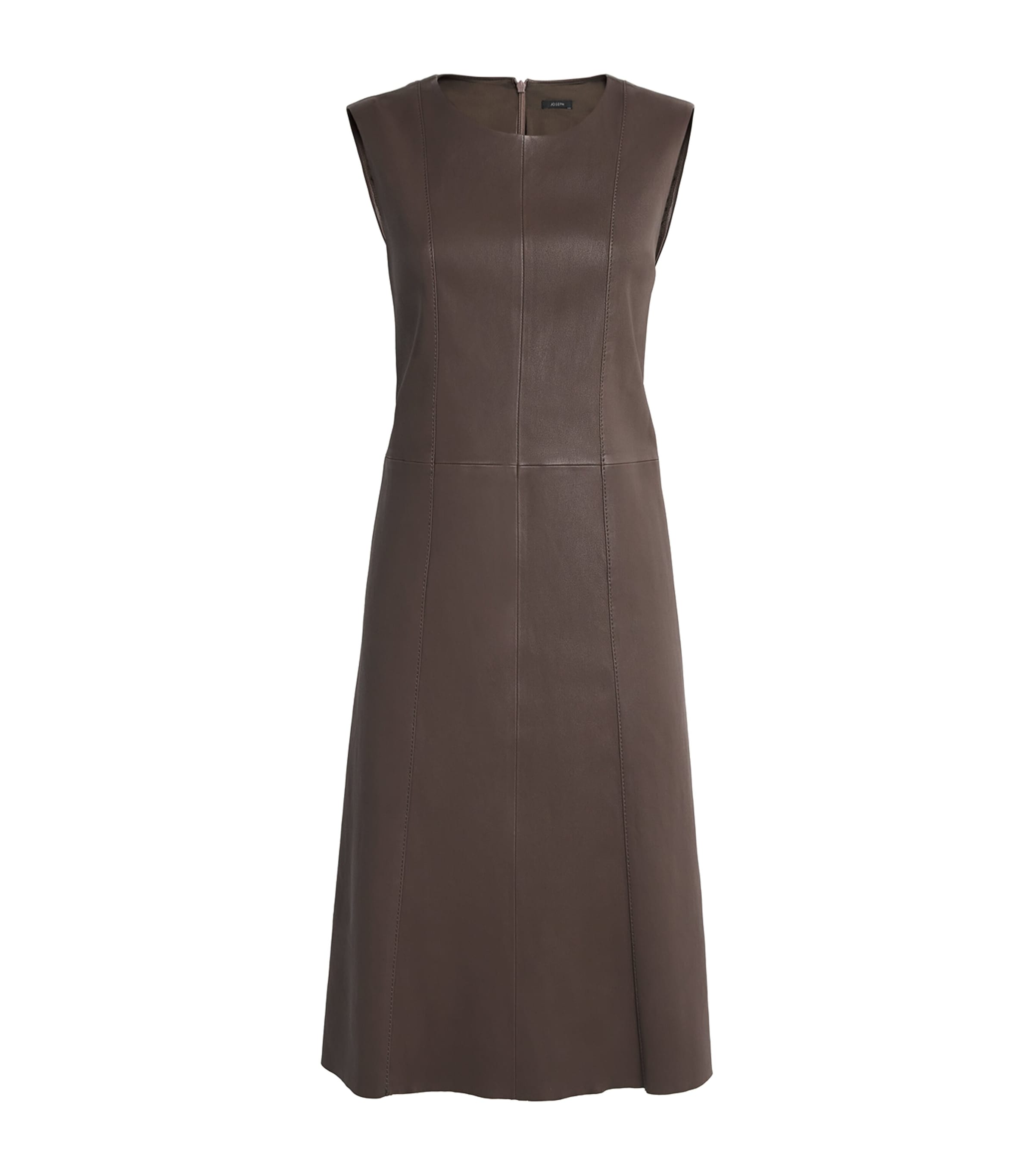 Joseph Stretch-leather Heidi Midi Dress In Brown