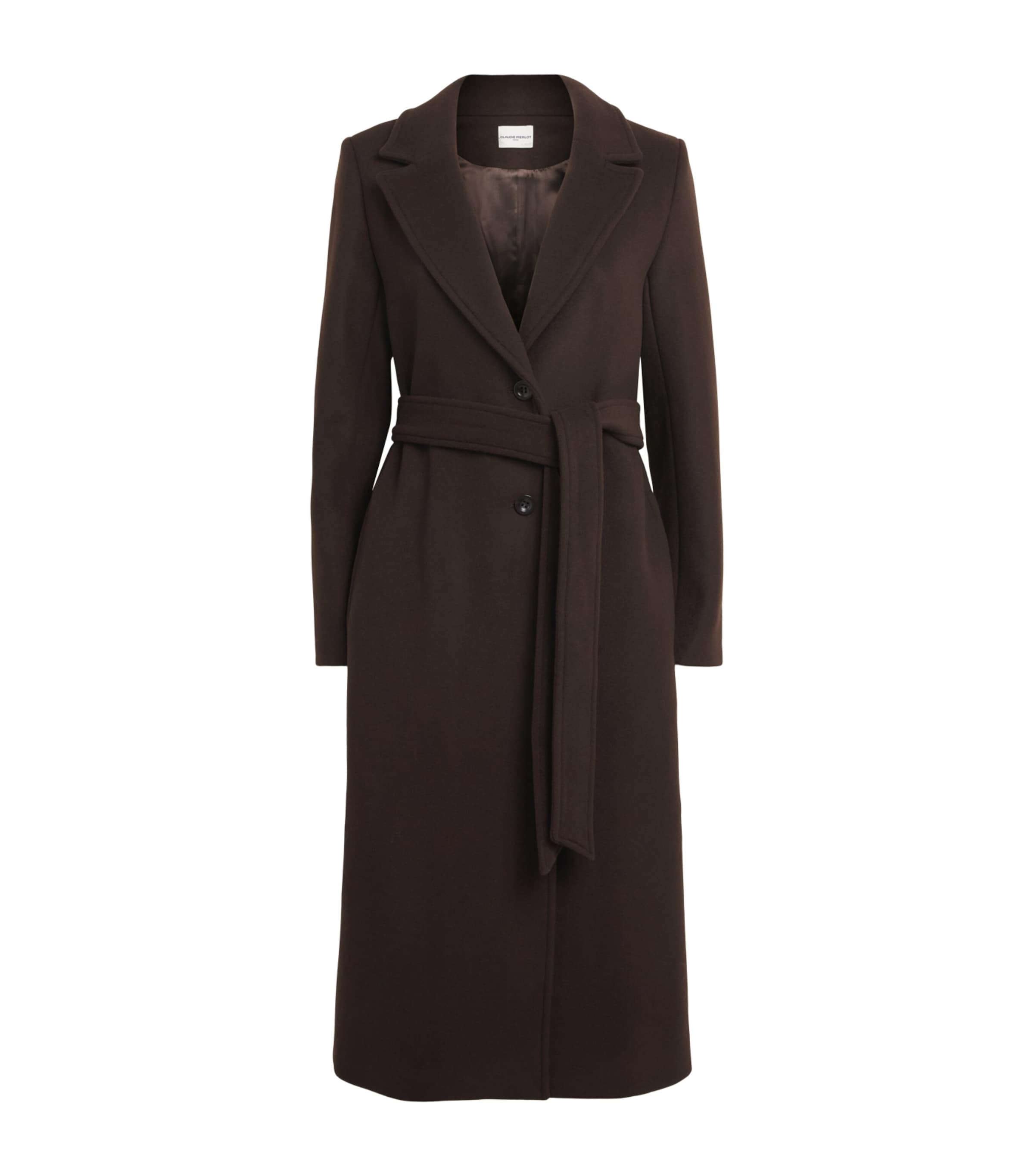 Claudie Pierlot Womens Wool-Blend Belted Coat Brown Image 1