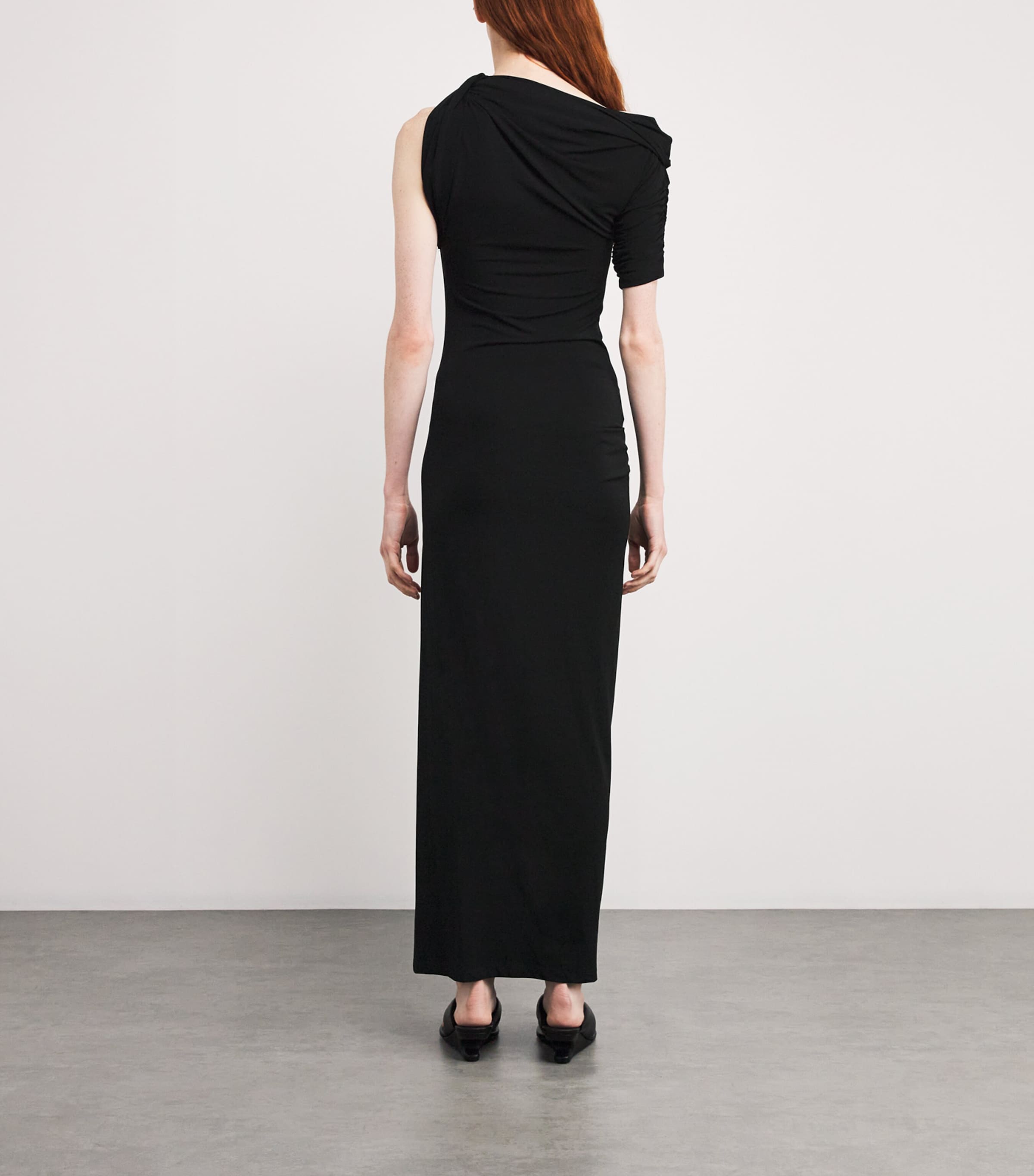 Jacquemus Womens Asymmetric The Drapeado Maxi Dress Black Image 3