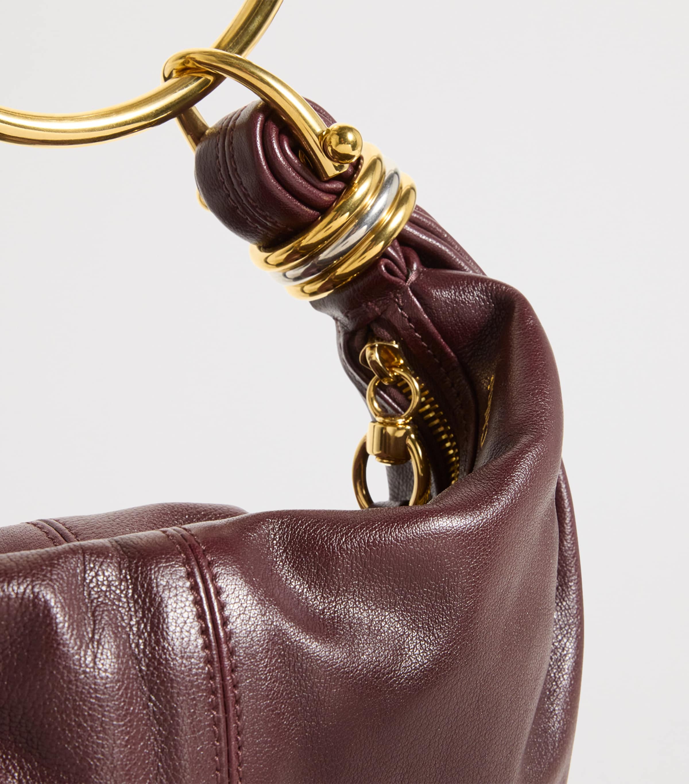 Small Leather Bracelet Top-Handle Bag GRENAT Image 6