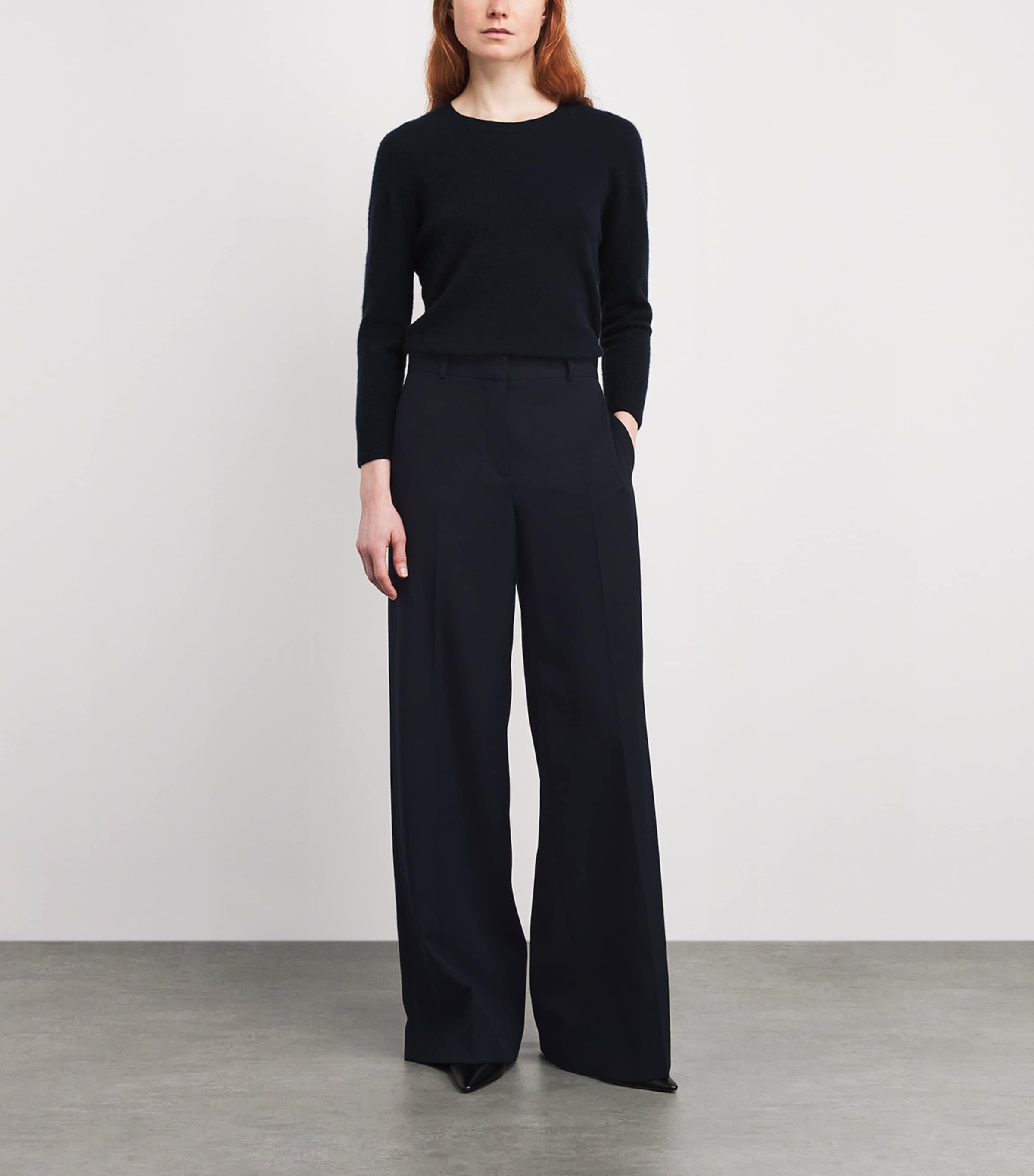 The Row Womens Dender Wool Trousers Dark Navy Image 2
