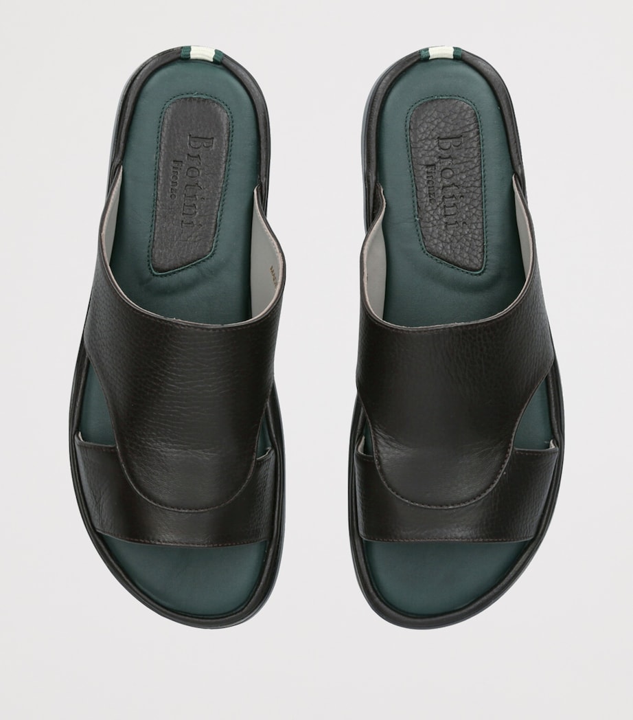 Leather Two-Strap Sandals DARK BROWN Image 4