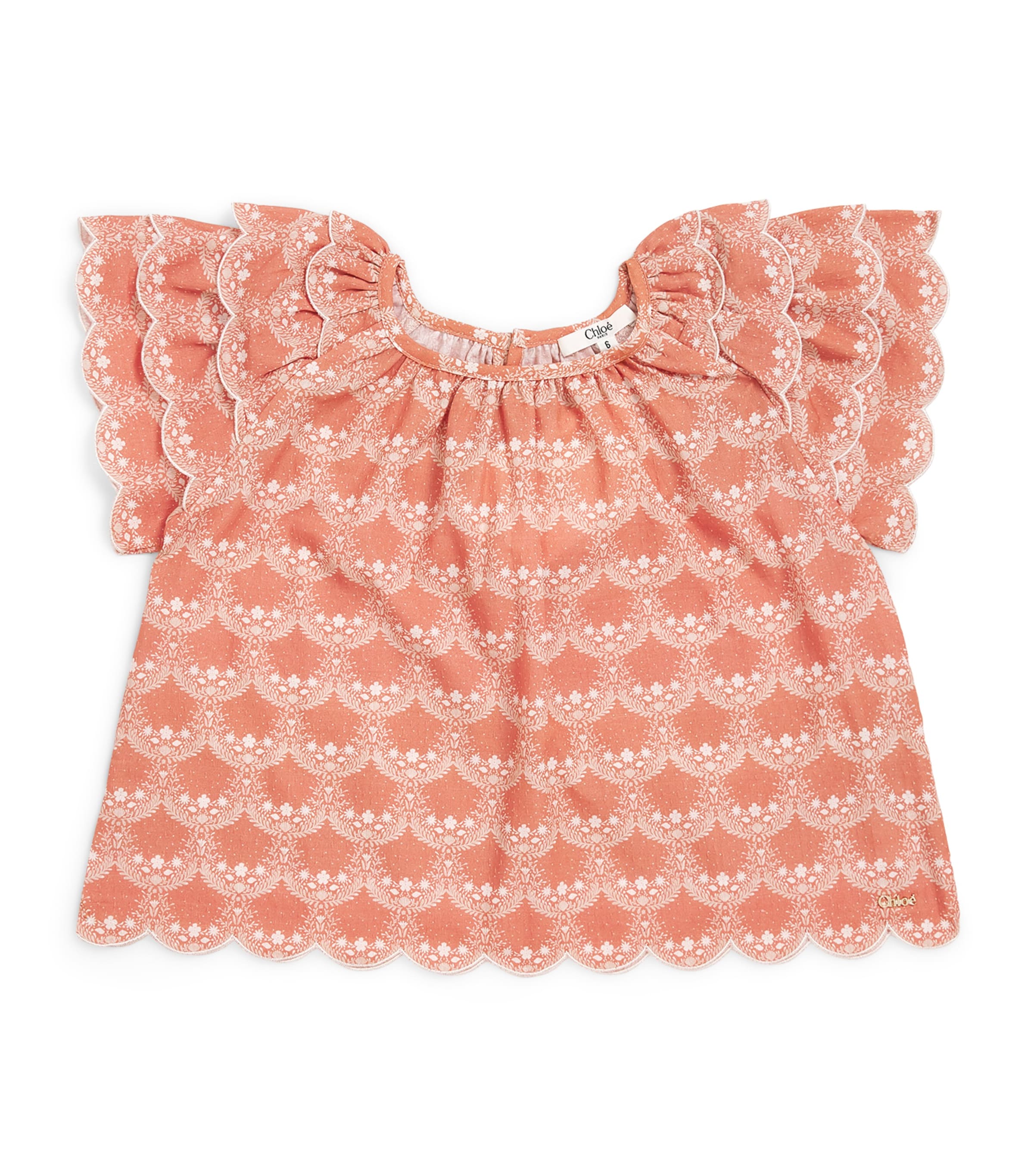 Chloé Kids Cotton Floral Blouse (4-14 Years) Coral Image 1