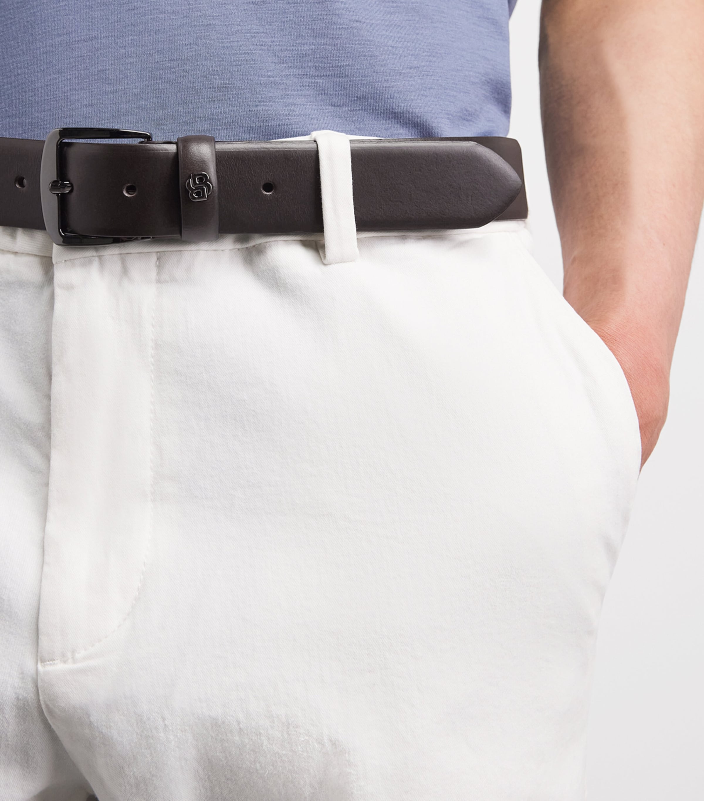 BOSS Leather Belt Dark Brown Image 2