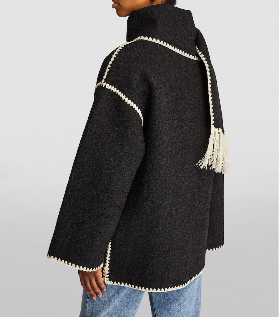 Wool-Blend Scarf Jacket DRK GREY MELANGE 359 Image 4