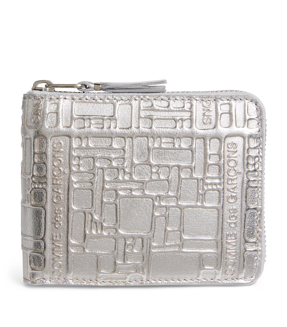 Leather Embossed Logo Zipped Wallet SILVER Image 1