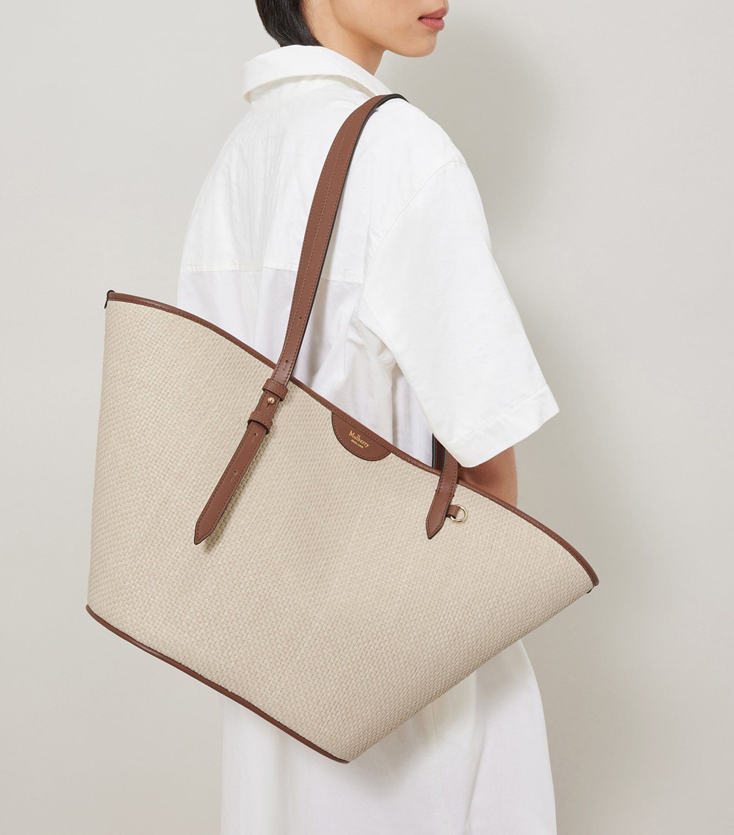 Mulberry Raffia Basket Tote Bag Oak Image 6