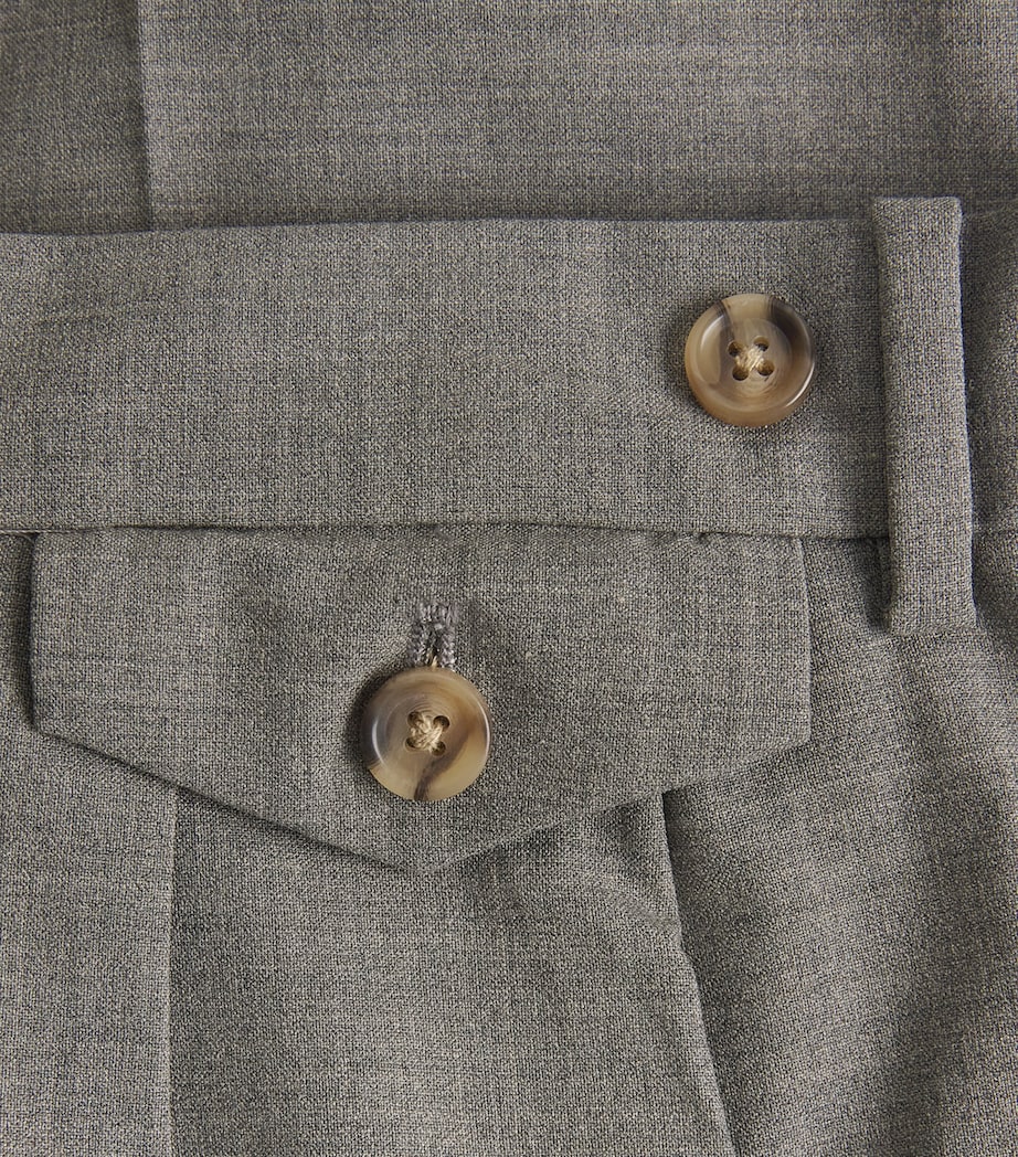 Wool-Blend Slim Trousers GREY Image 5
