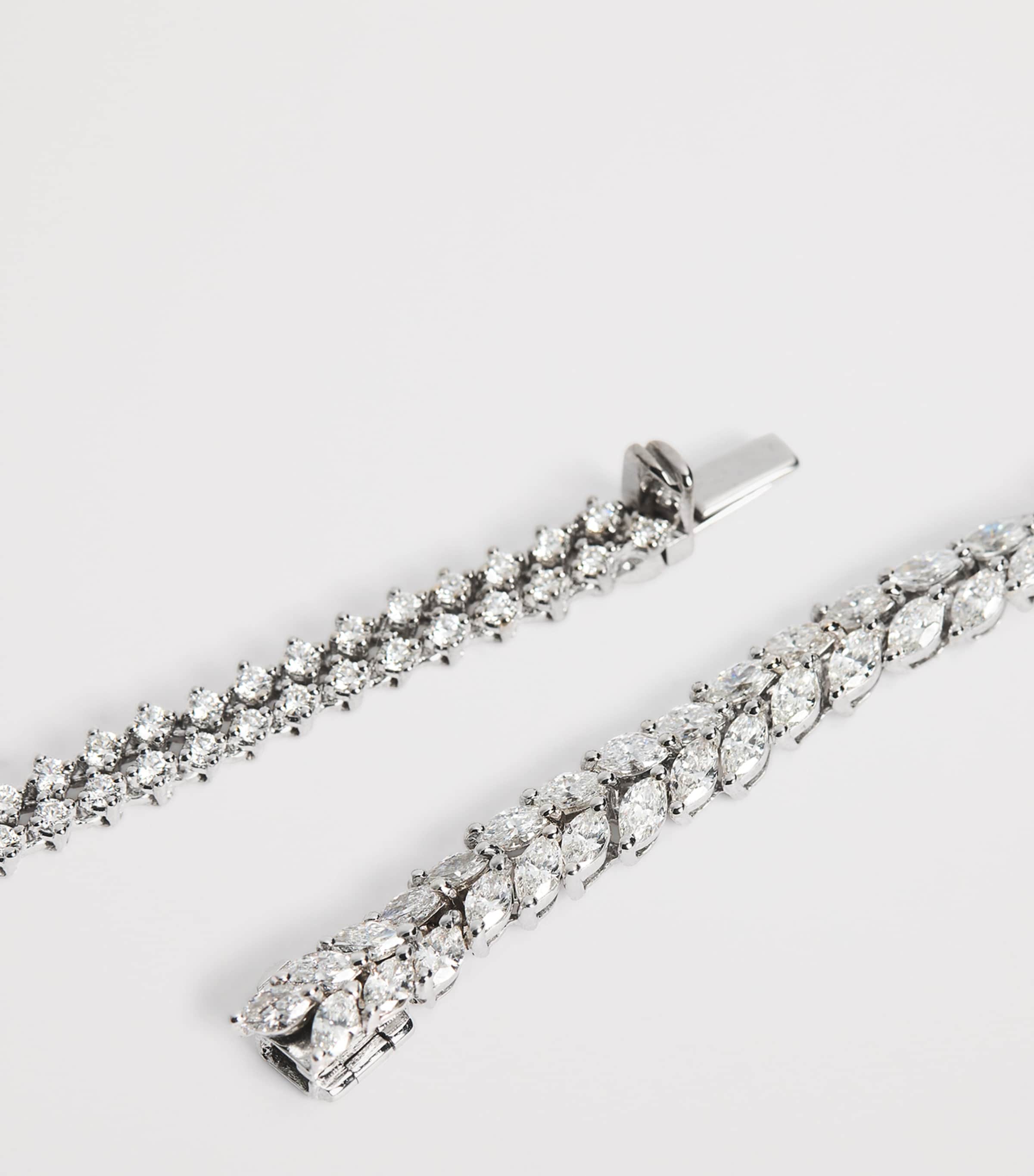 White Gold and Diamond Y-Couture Leaf Choker WHITE GOLD Image 3