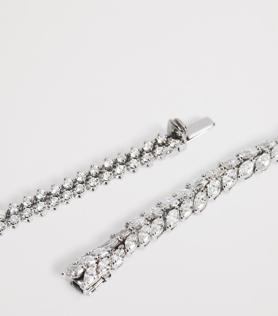 White Gold and Diamond Y-Couture Leaf Choker WHITE GOLD Image 3