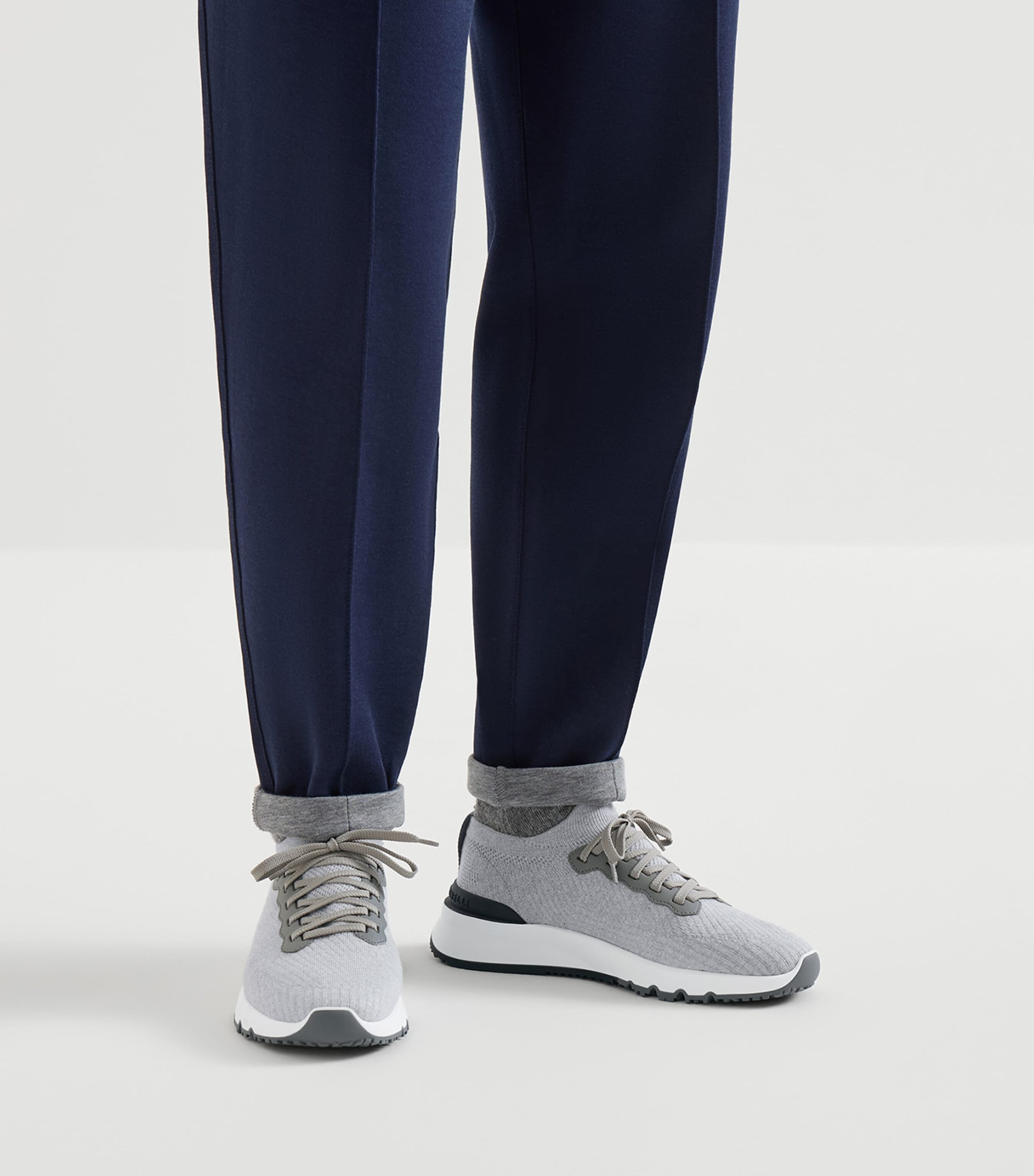 Brunello Cucinelli Chiné-Knit T-Sole Sneakers Image 2