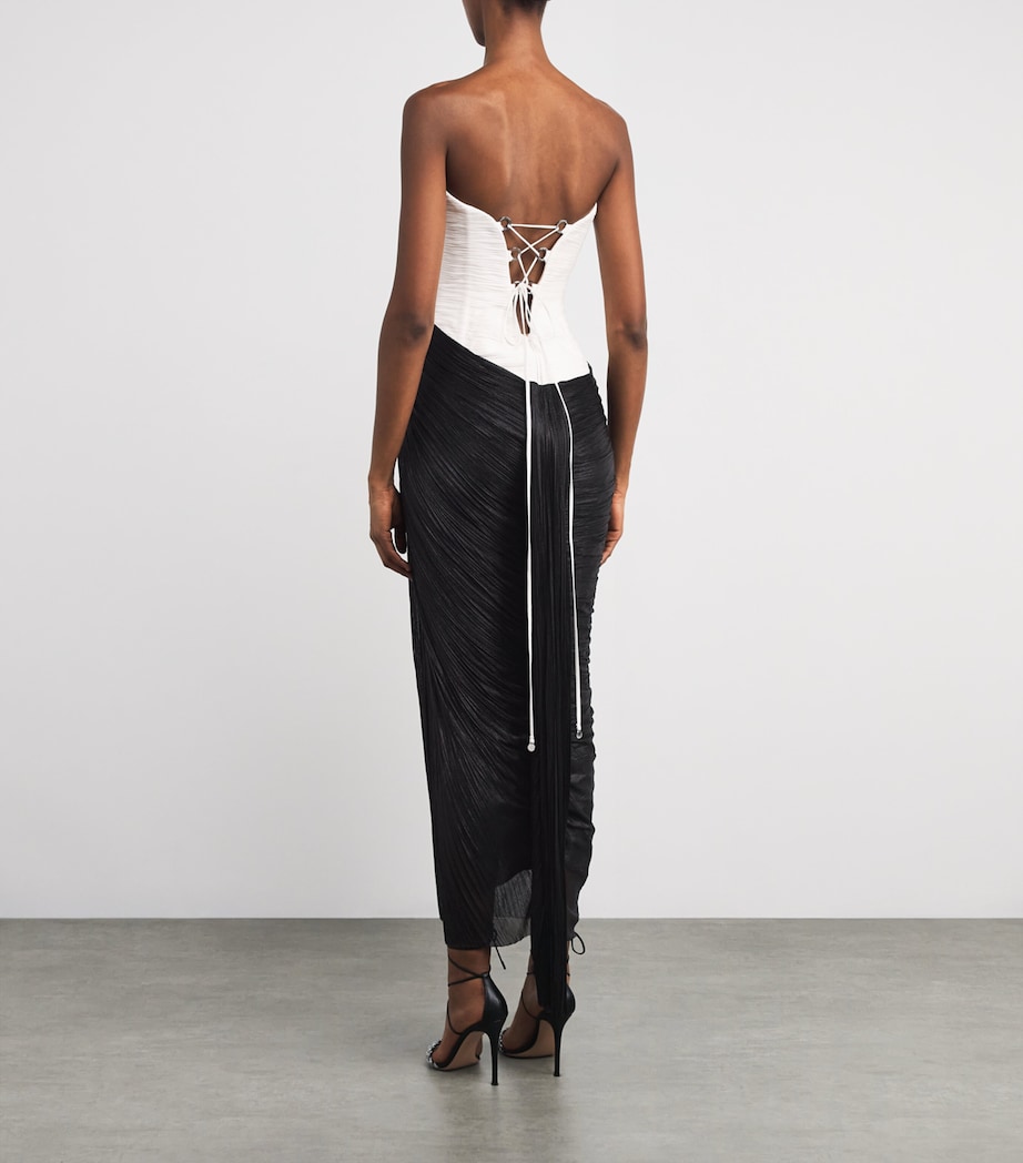 Pleated Dita Maxi Dress MASCARA/PEARL WHITE Image 3