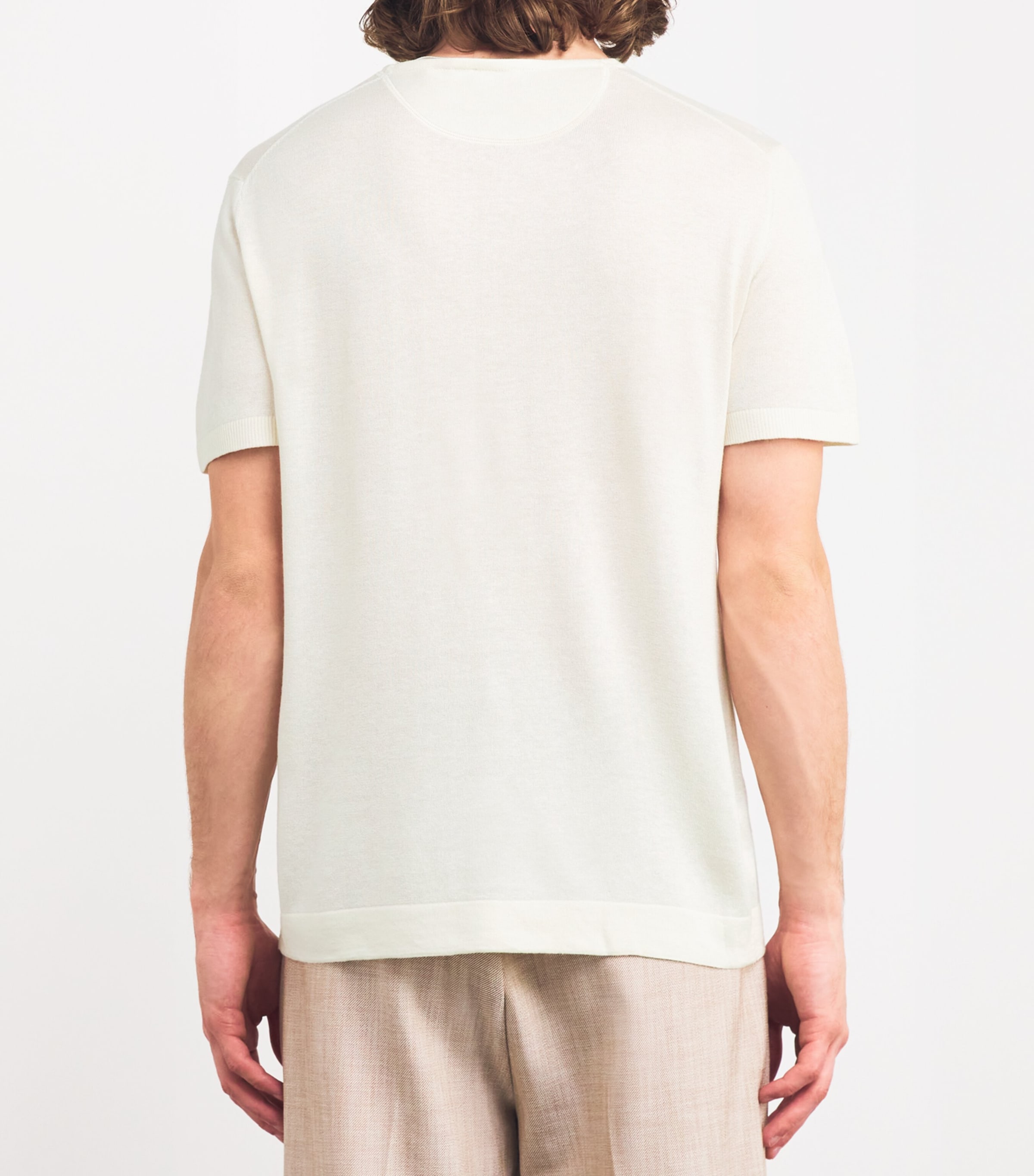Silk-Linen Hayes Henley Shirt IVORY Image 4