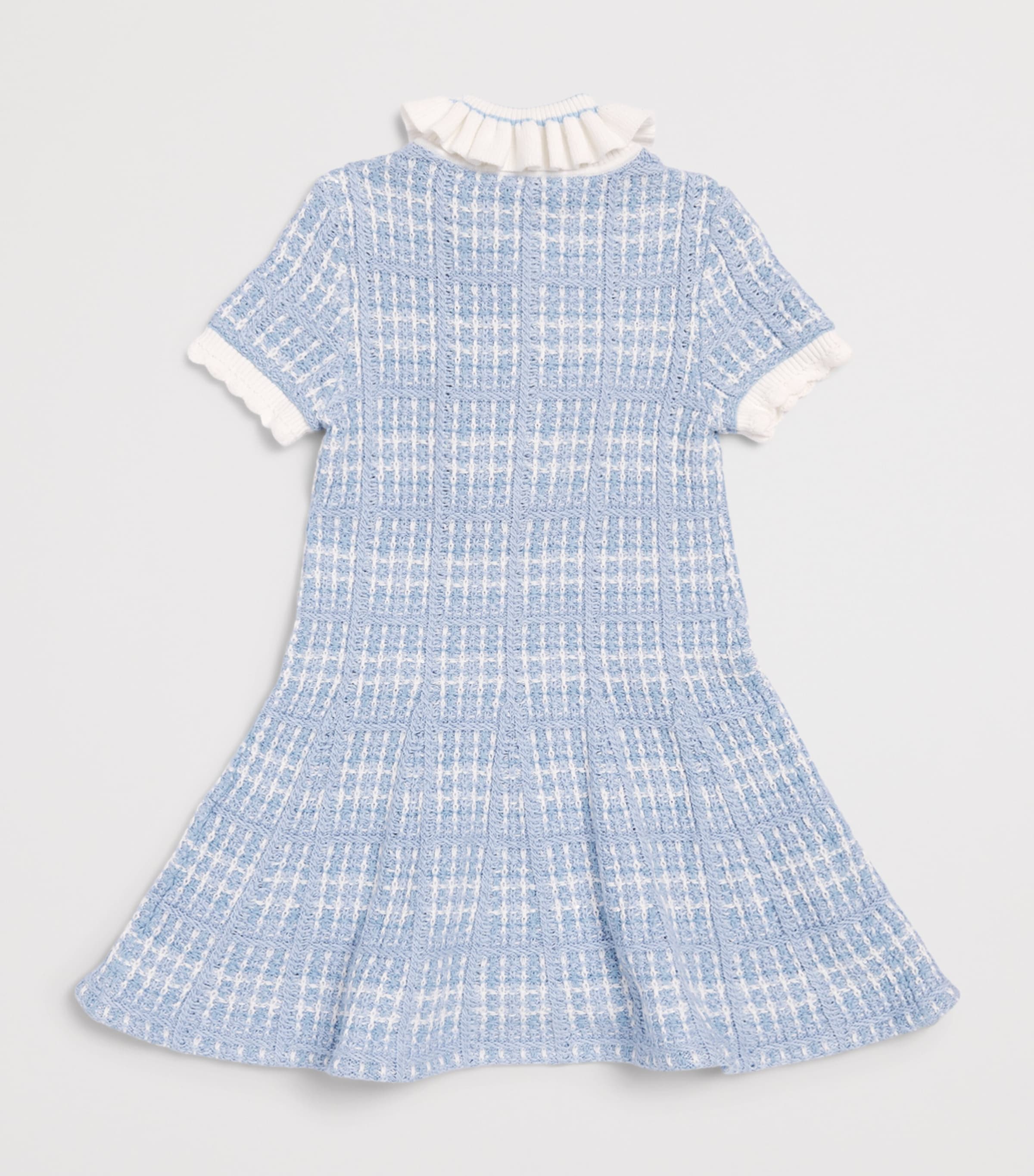 Self-Portrait Kids Check-Knit Dress (3-12 Years) Blue Image 2