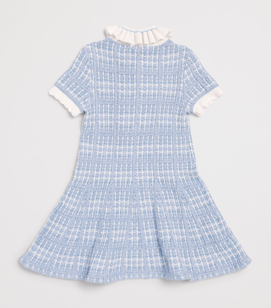Self-Portrait Kids Check-Knit Dress (3-12 Years) Blue Image 2