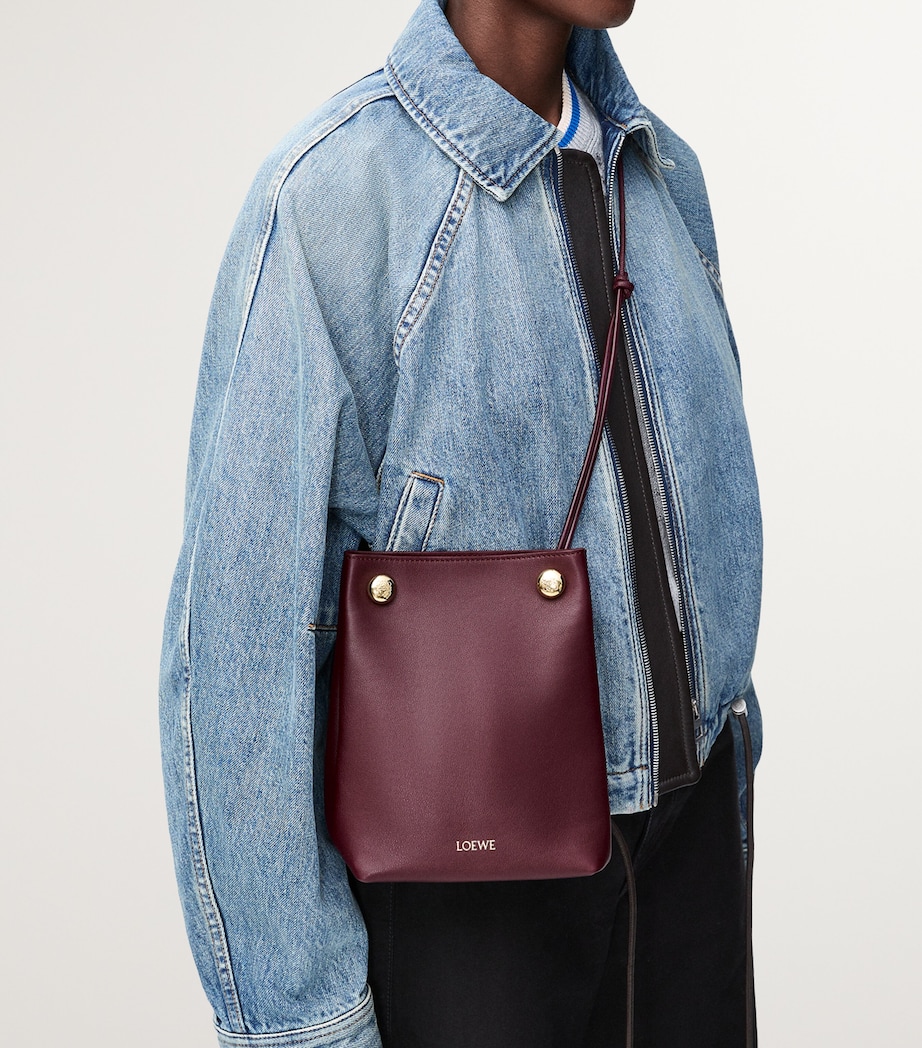 Leather Pebble Cross-Body Bag DARK BURGUNDY Image 6