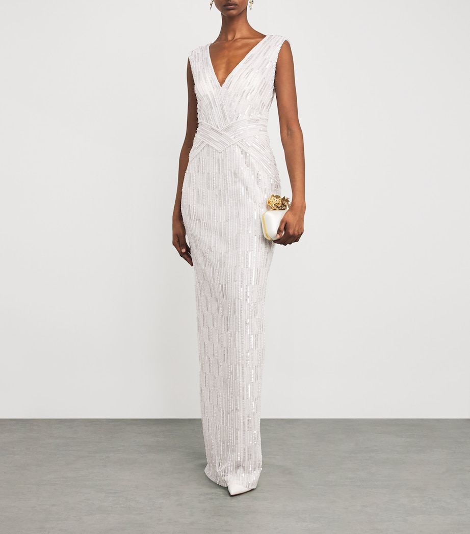 Tulle Embellished Maxi Gown WHITE Image 2