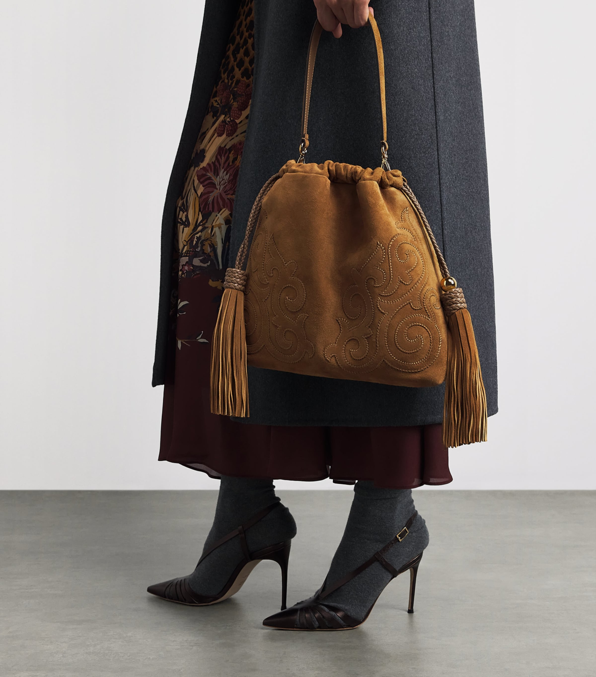 Etro Suede Patch Kalispera Shoulder Bag Ochre Image 4