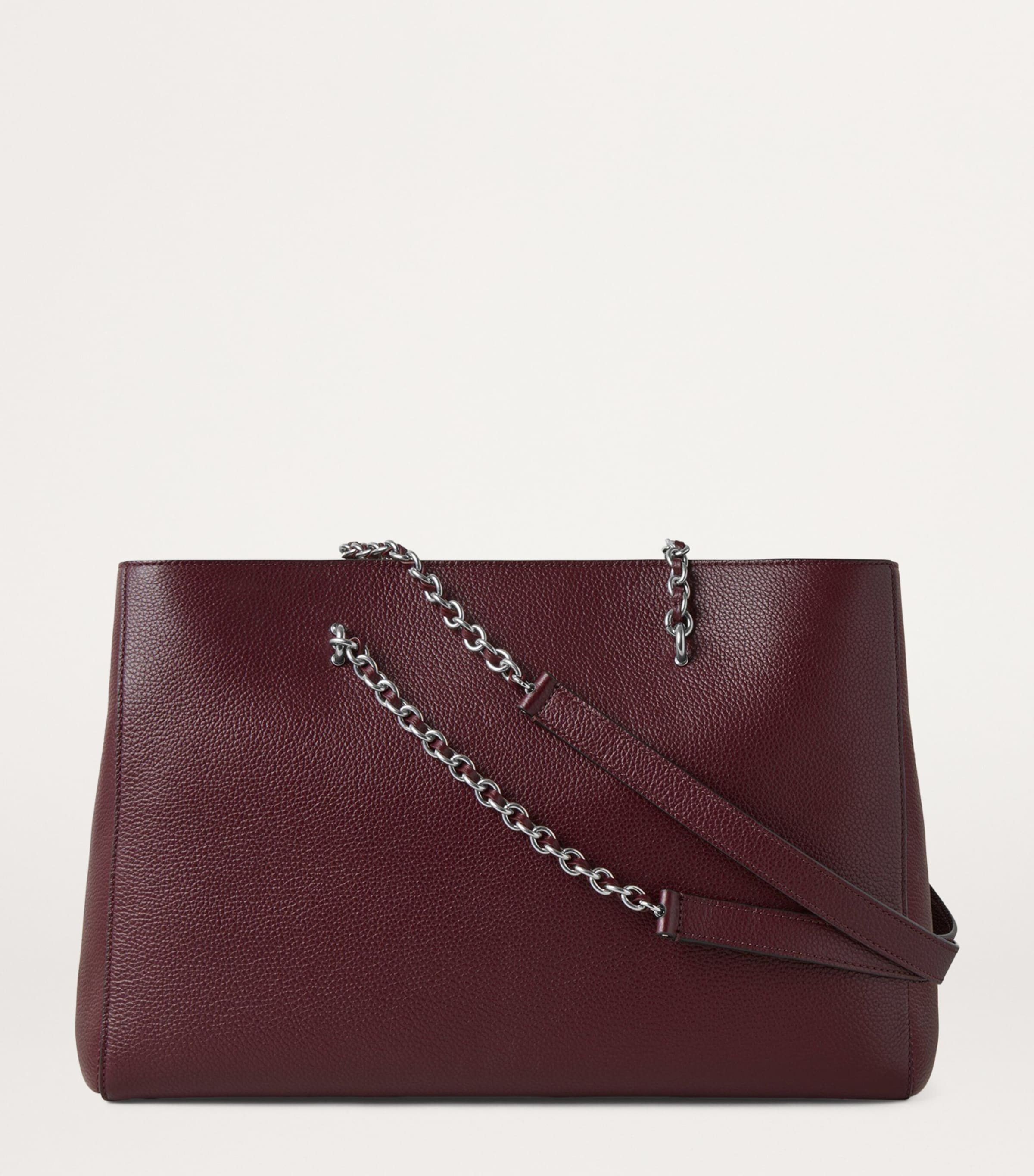 Small Leather Lily Chain Tote Bag BLACK CHERRY Image 2