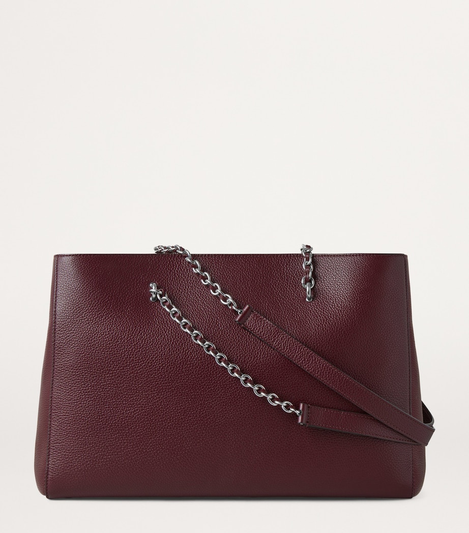 Small Leather Lily Chain Tote Bag BLACK CHERRY Image 2
