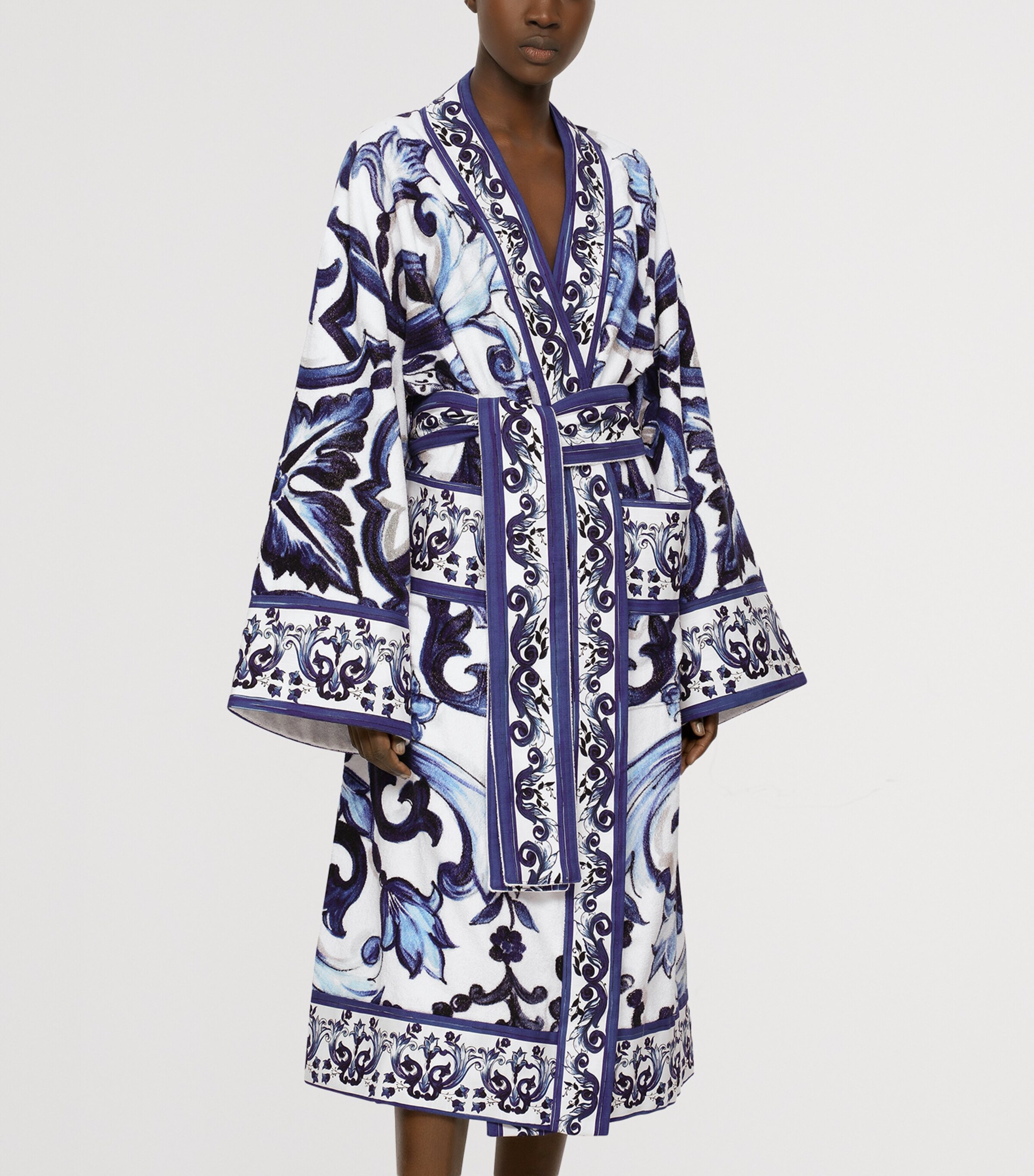 Dolce & Gabbana Casa Multi Terry Cotton Blu Mediterraneo Robe