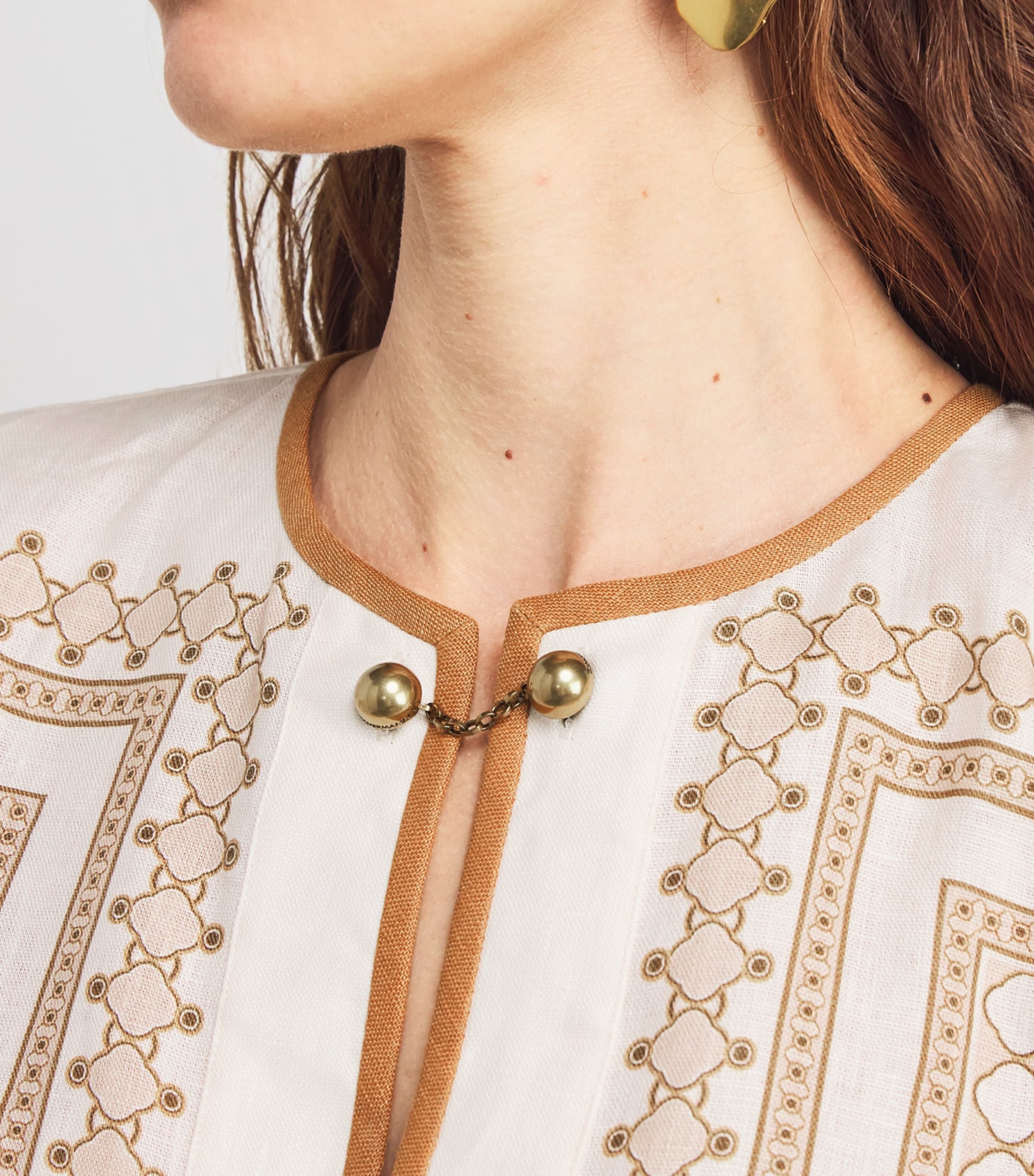 Linen Tunic Midi Dress CGPT/CREAM GEO PRINT Image 4