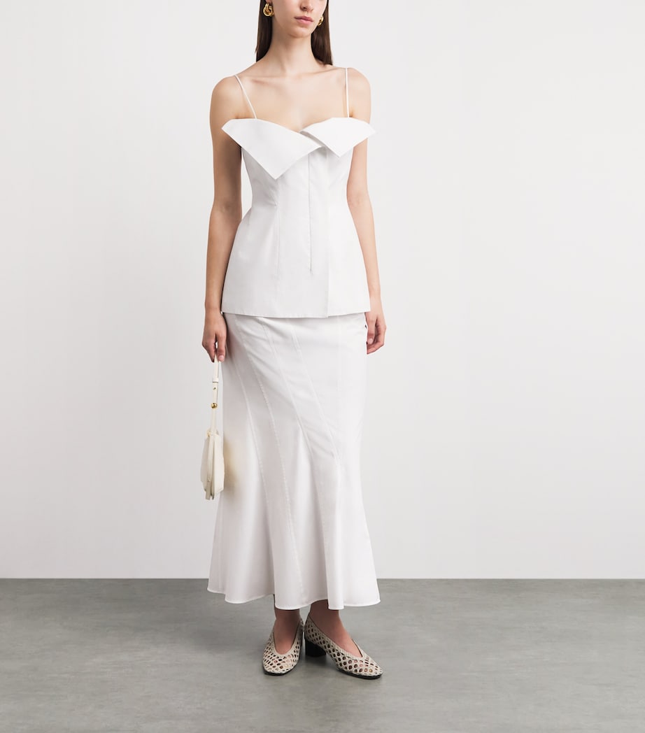 FFORME Womens Cotton Ora Midi Skirt White Image 2