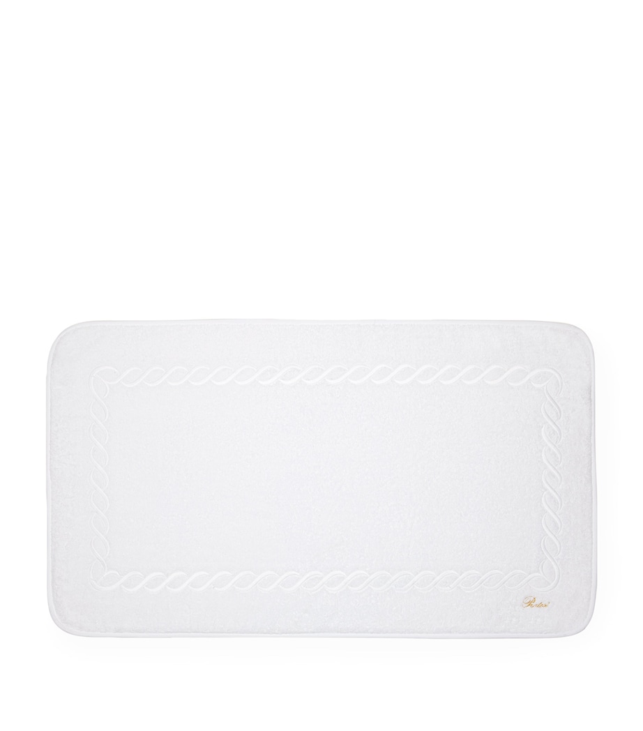 Cotton Treccia Bath Mat (50cm x 90cm) WHITE/WHITE Image 2