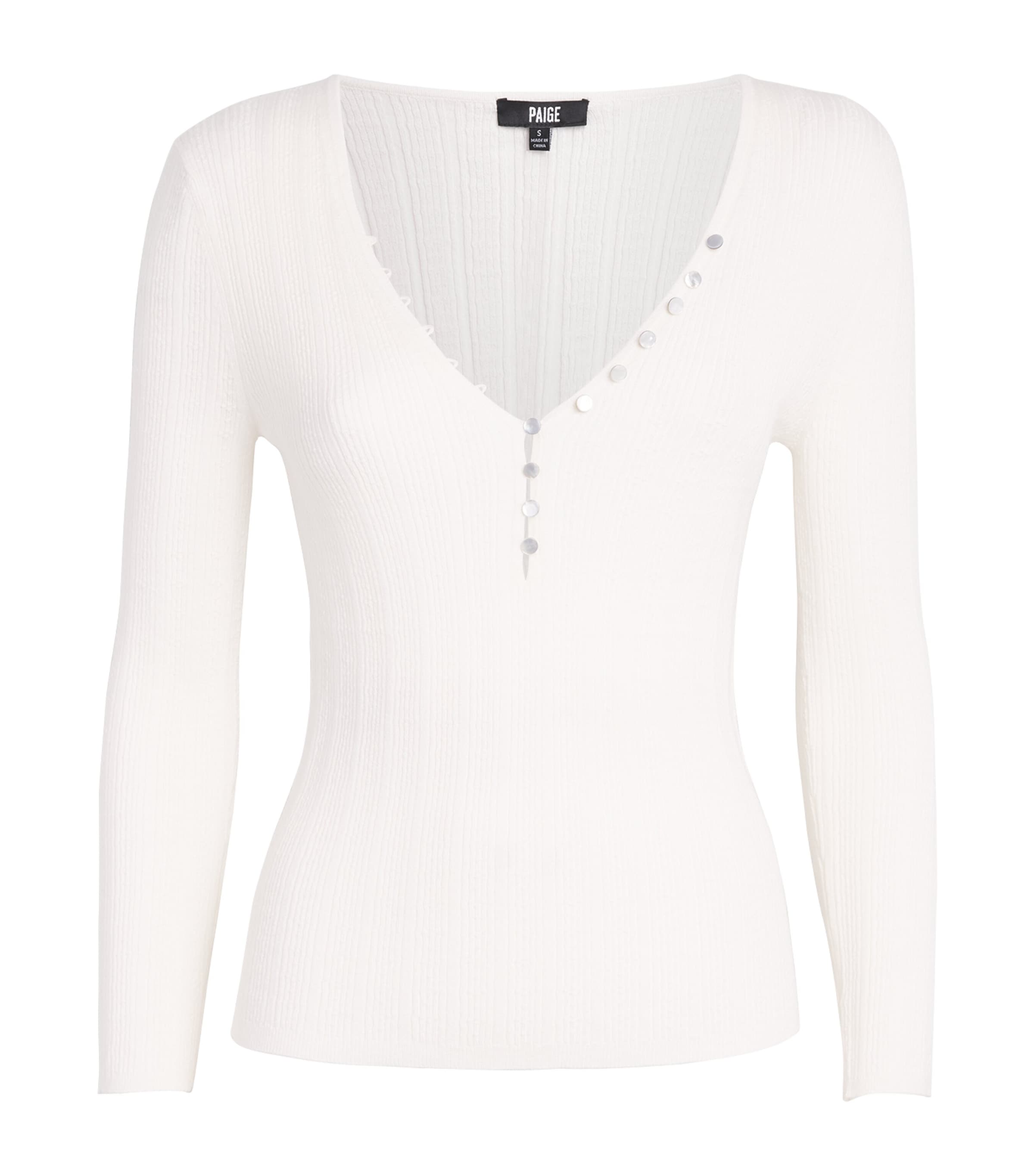 PAIGE Womens Pointelle Ginnette Top Ivory Image 1