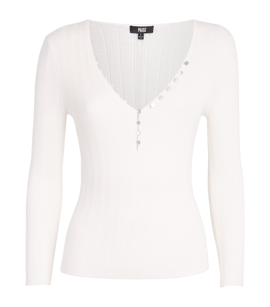 PAIGE Womens Pointelle Ginnette Top Ivory Image 1