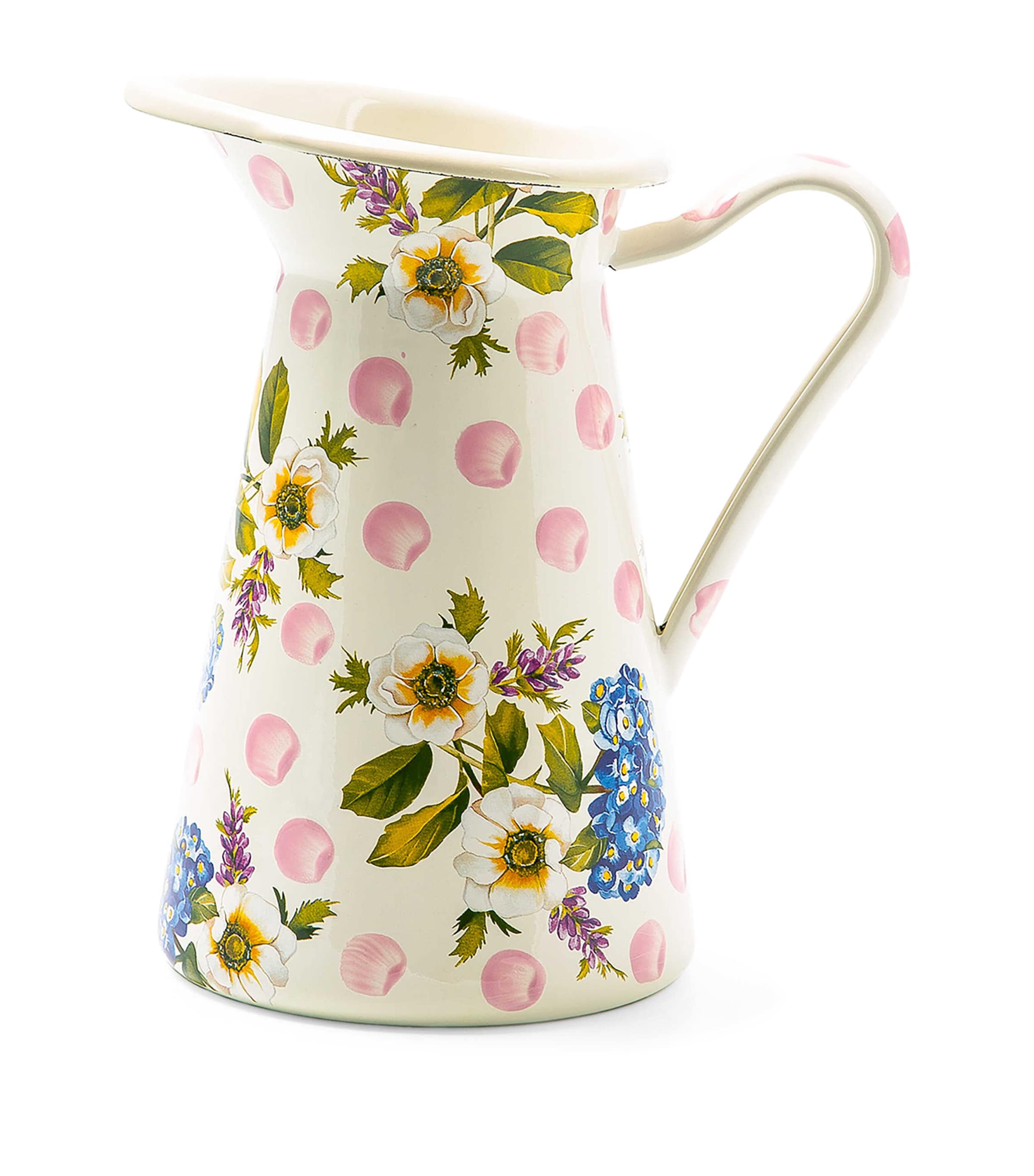 Mackenzie-childs Wildflowers Medium Pitcher In White