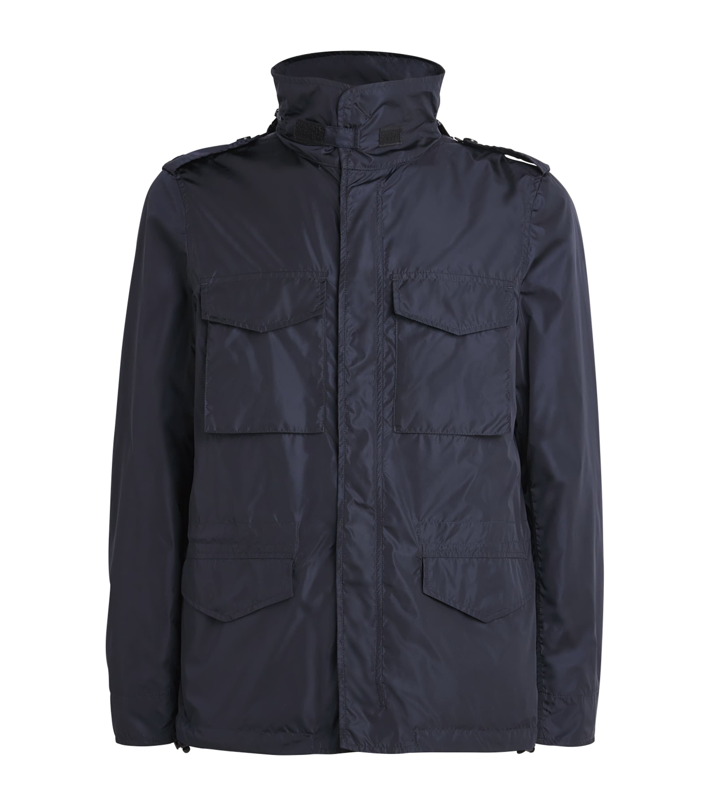 Shop Aspesi High-neck Field Jacket In Navy