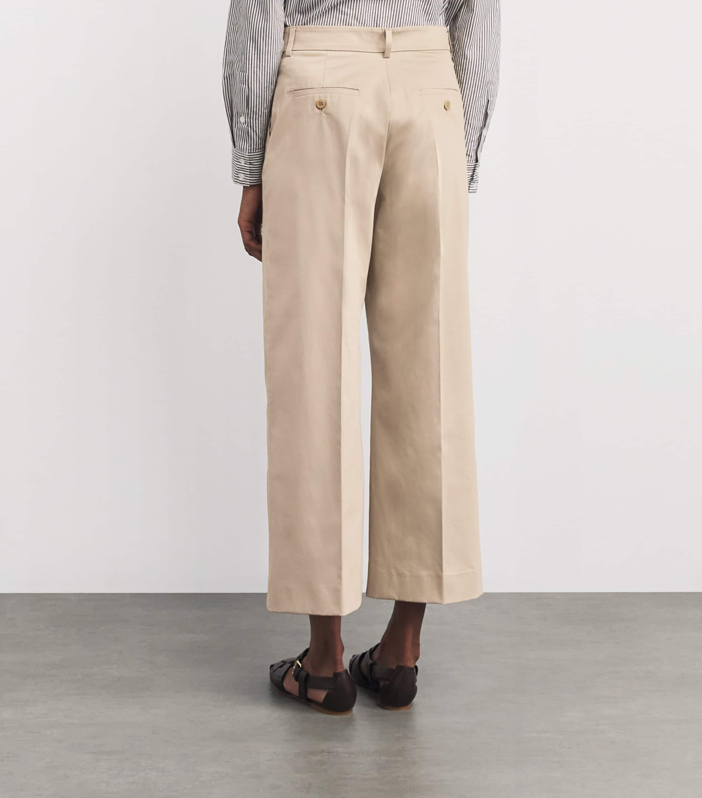 Cotton Straight Trousers BEIGE Image 4