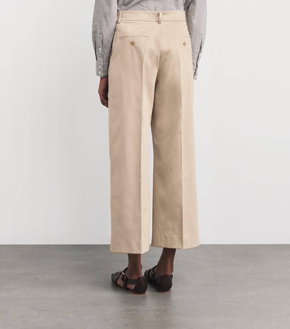 Cotton Straight Trousers BEIGE Image 4