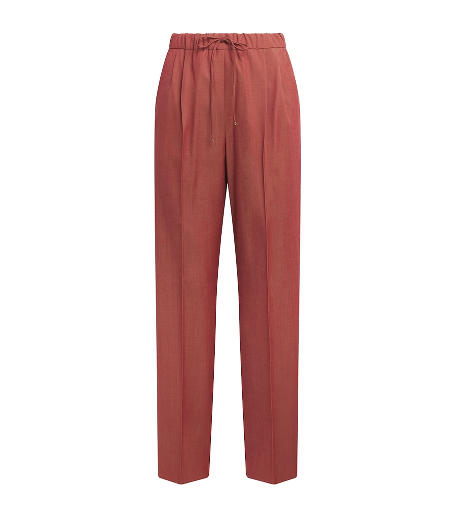 Max Mara Womens Wool Gabardine Drawstring Trousers Red Image 1