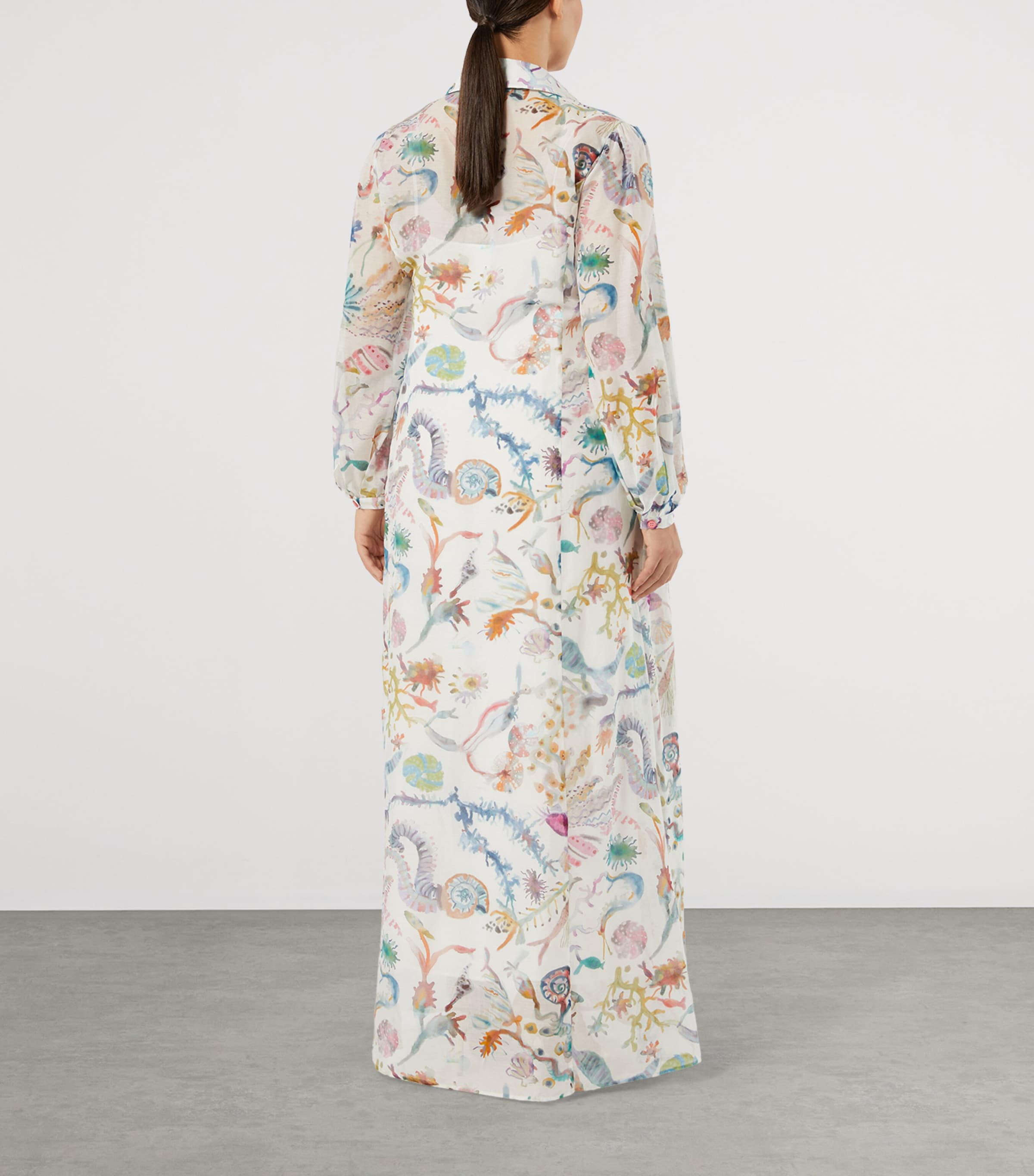 Marina Rinaldi Womens Cotton-Silk Maxi Shirt Dress Ice Image 4