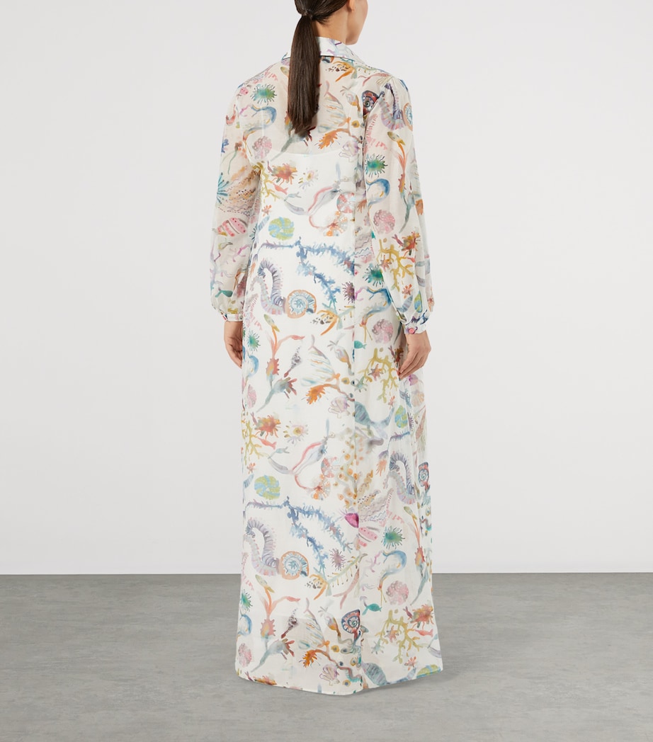 Marina Rinaldi Womens Cotton-Silk Maxi Shirt Dress Ice Image 4