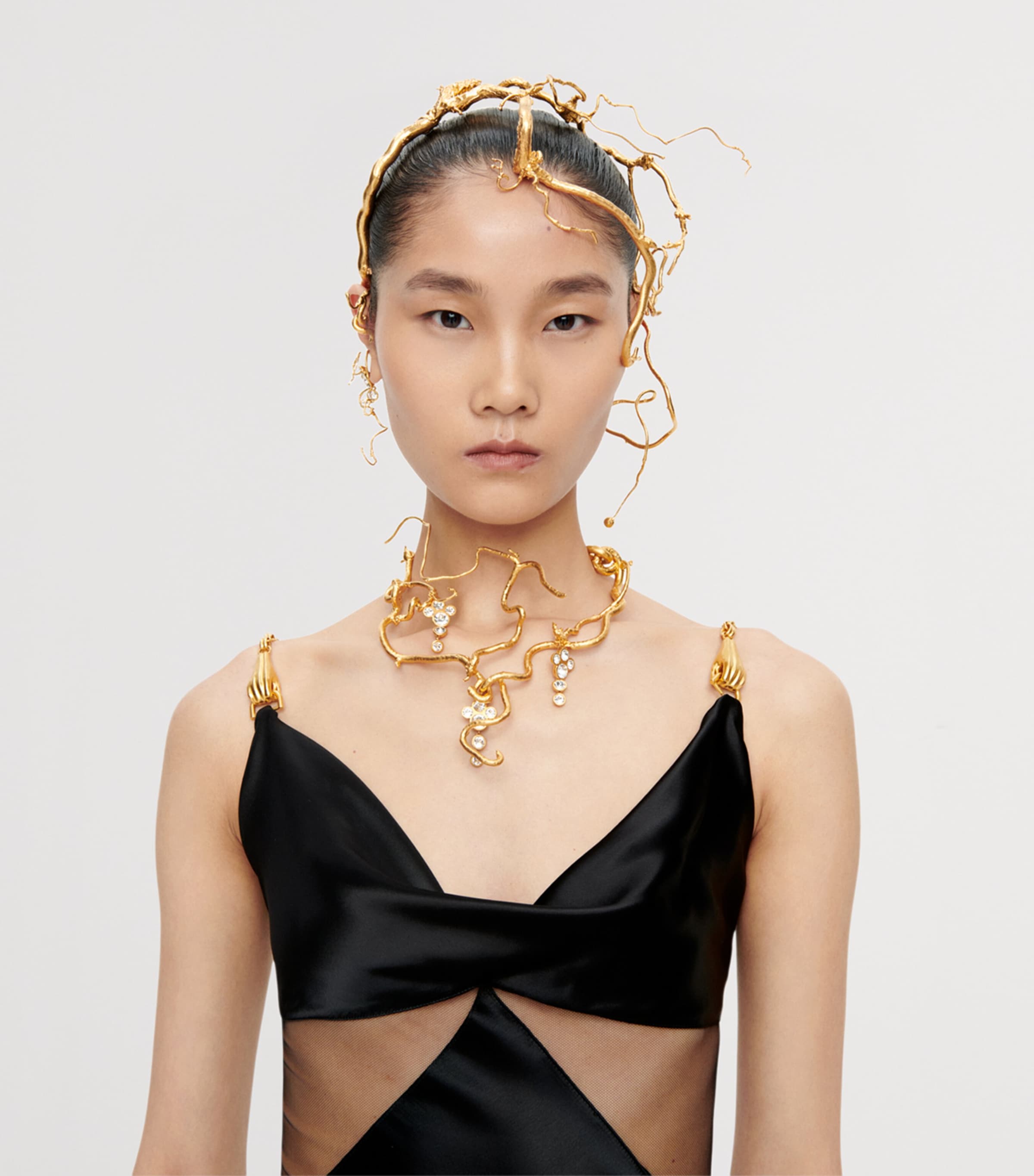 Schiaparelli Vine and Rhinestone Headband Gold Image 2