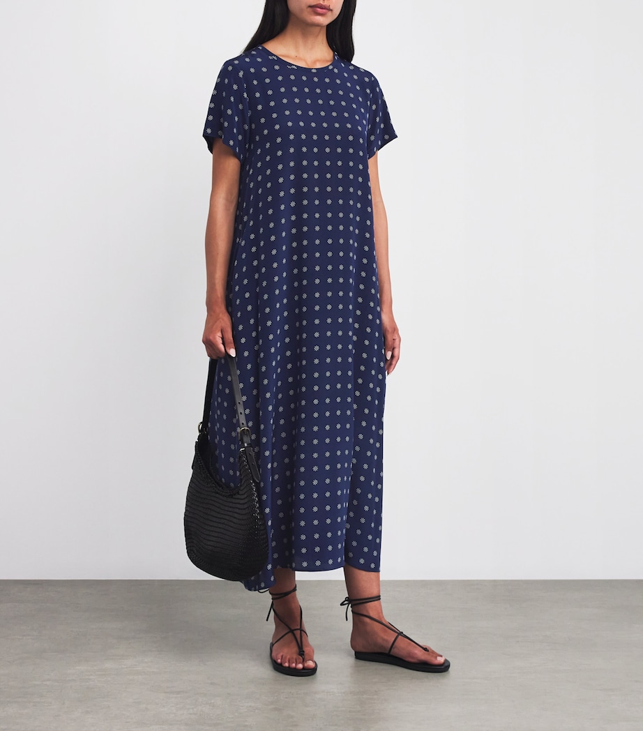 Silk Printed Maxi Dress NAVY Image 2