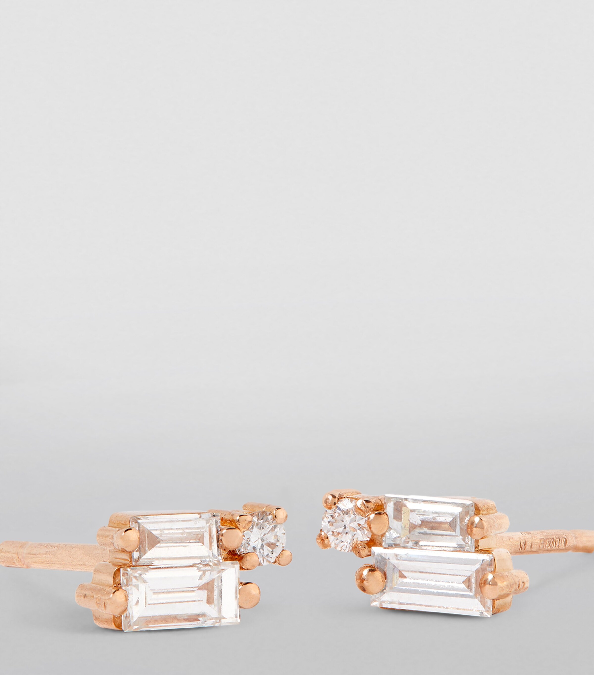 Mini Rose Gold and Diamond Bold Burst Earrings 18K RG/WD Image 9