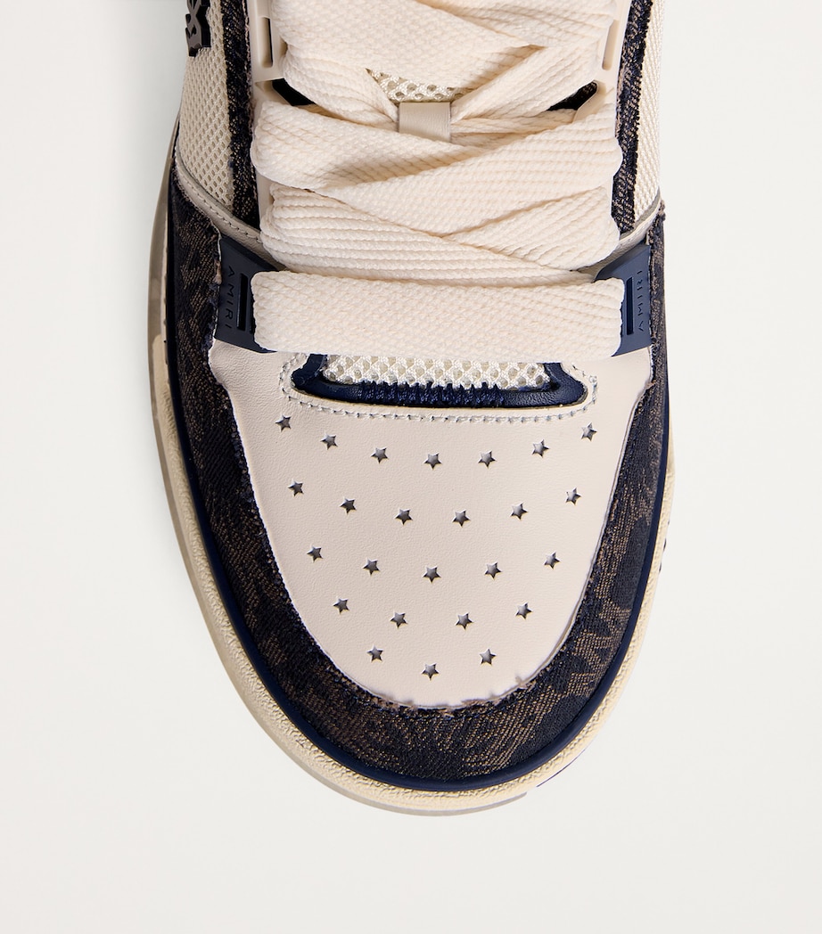 AMIRI Leather-Cotton MA-1 Sneakers Midnight Indigo Image 5