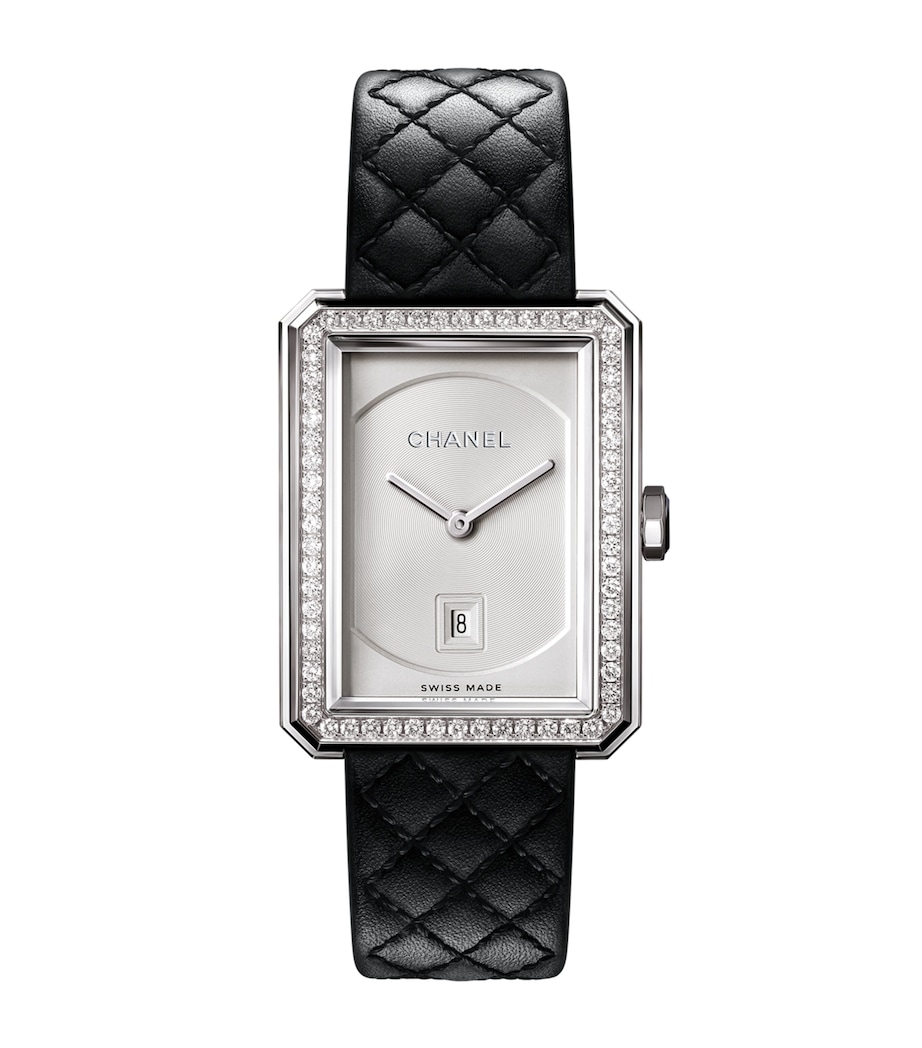 CHANEL Medium Steel and Diamond BOY·FRIEND Watch 26.7mm Black Image 1