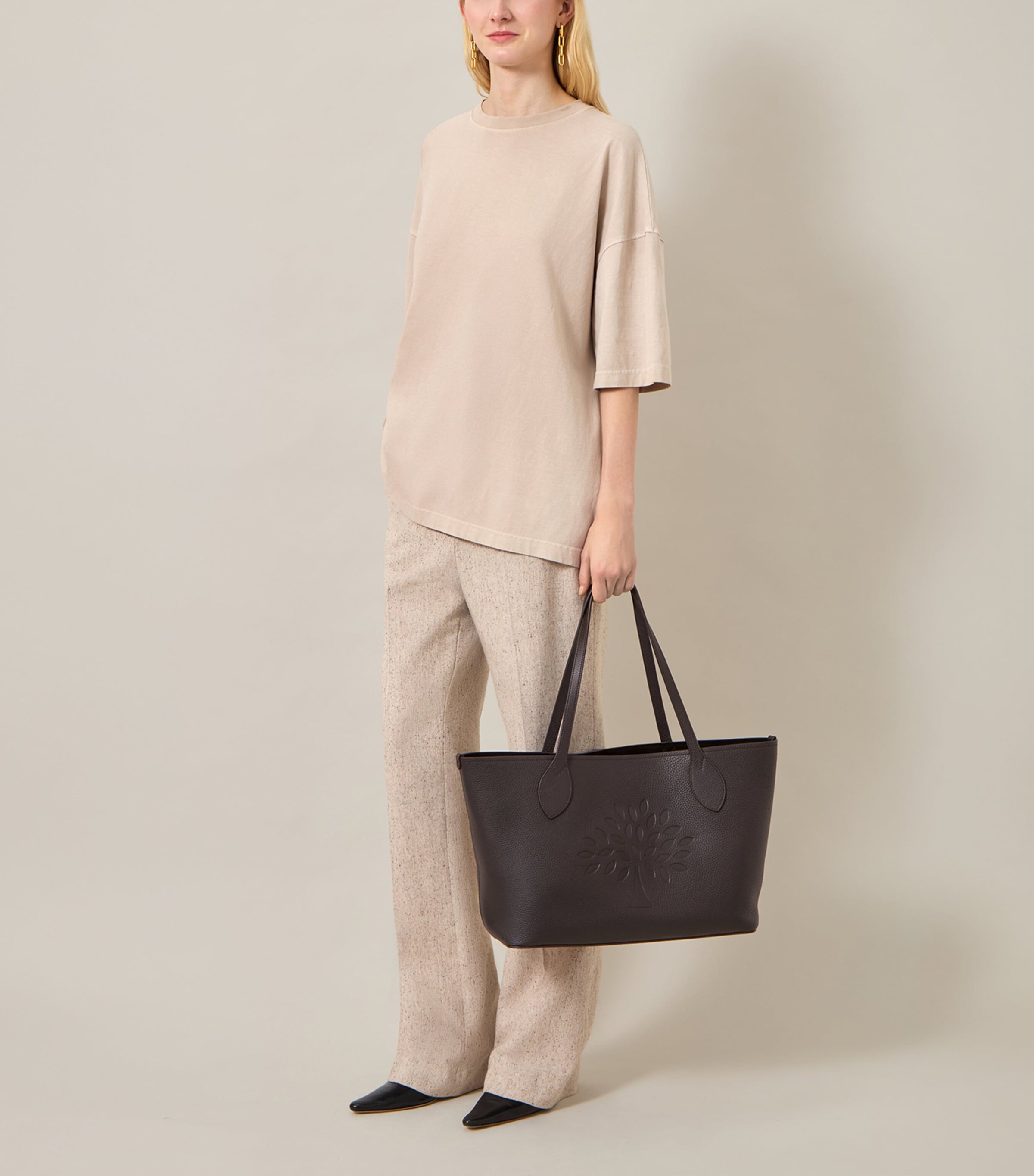 Mulberry Leather Tree Tote Bag Ebony Image 2